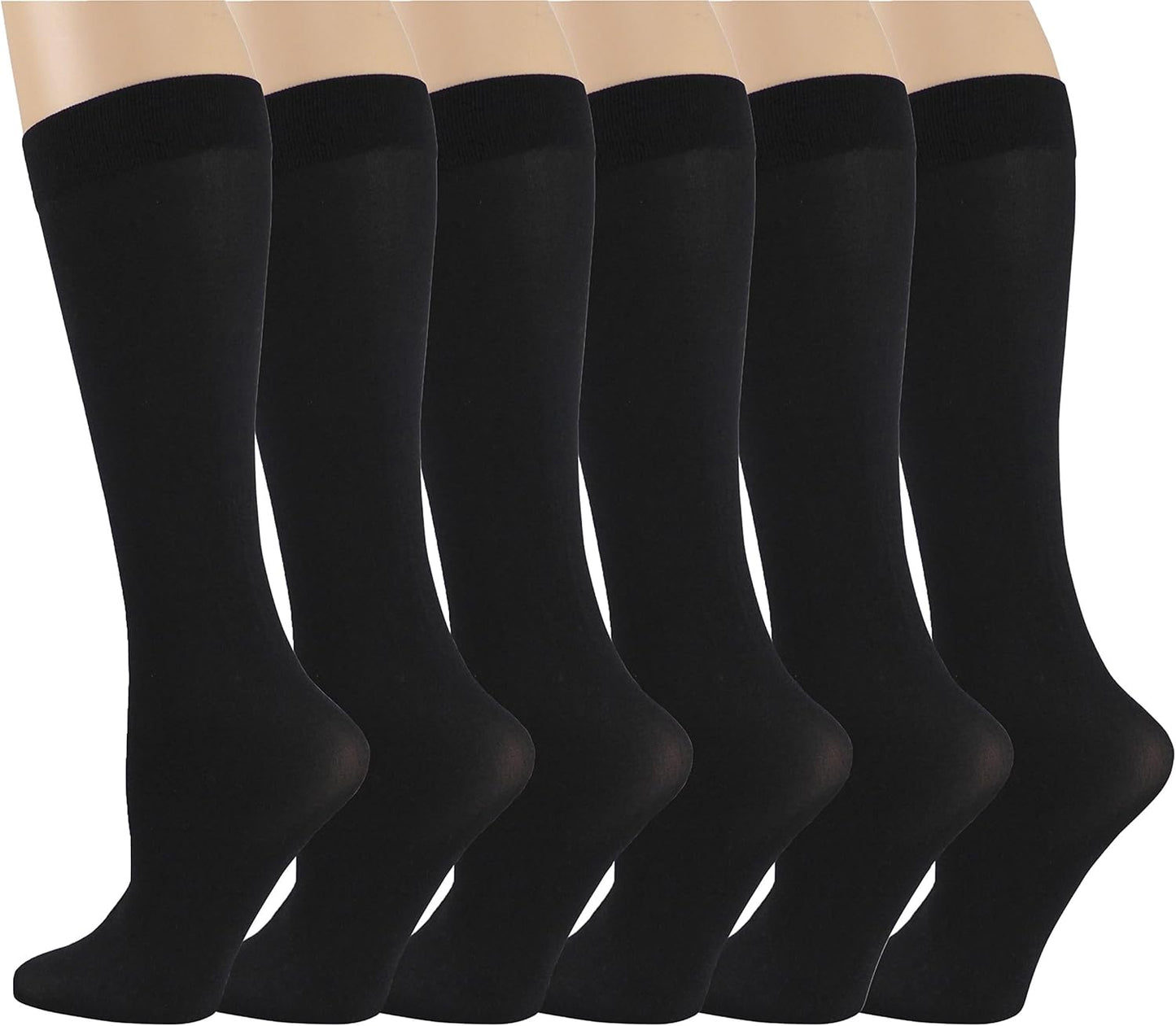 Different Touch 6 Pairs Pack Women Stretchy Spandex Trouser Socks Opaque Knee High