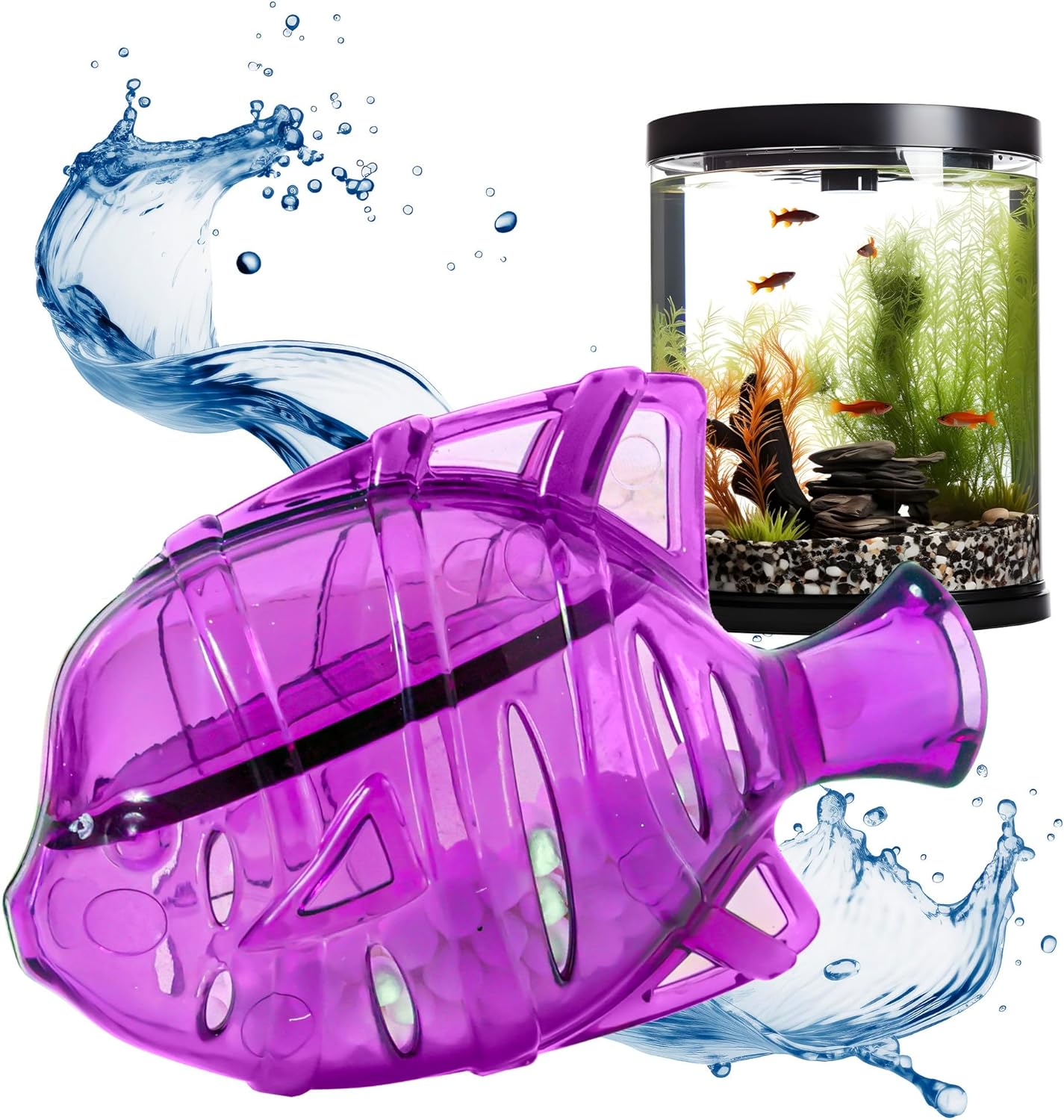 Clarence the Clarifier Fish - 1 pk, Purple - Aquarium Treatment, Clear Cloudy Fresh-Saltwater, Fish-Plant Safe, 10gal Tank Maintenance Each