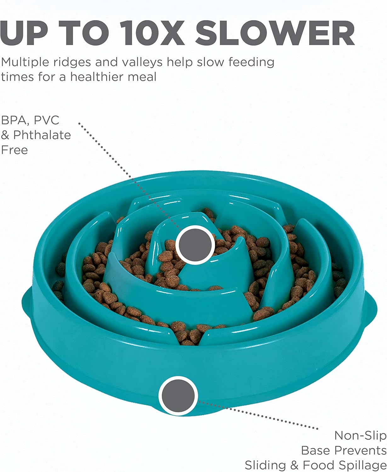 Outward Hound Fun Feeder Slo Bowl, Slow Feeder Dog Bowl, Medium/Mini, Turquoise & Outward Hound Dog Brick Interactive Treat Puzzle Dog Toy, Intermediate