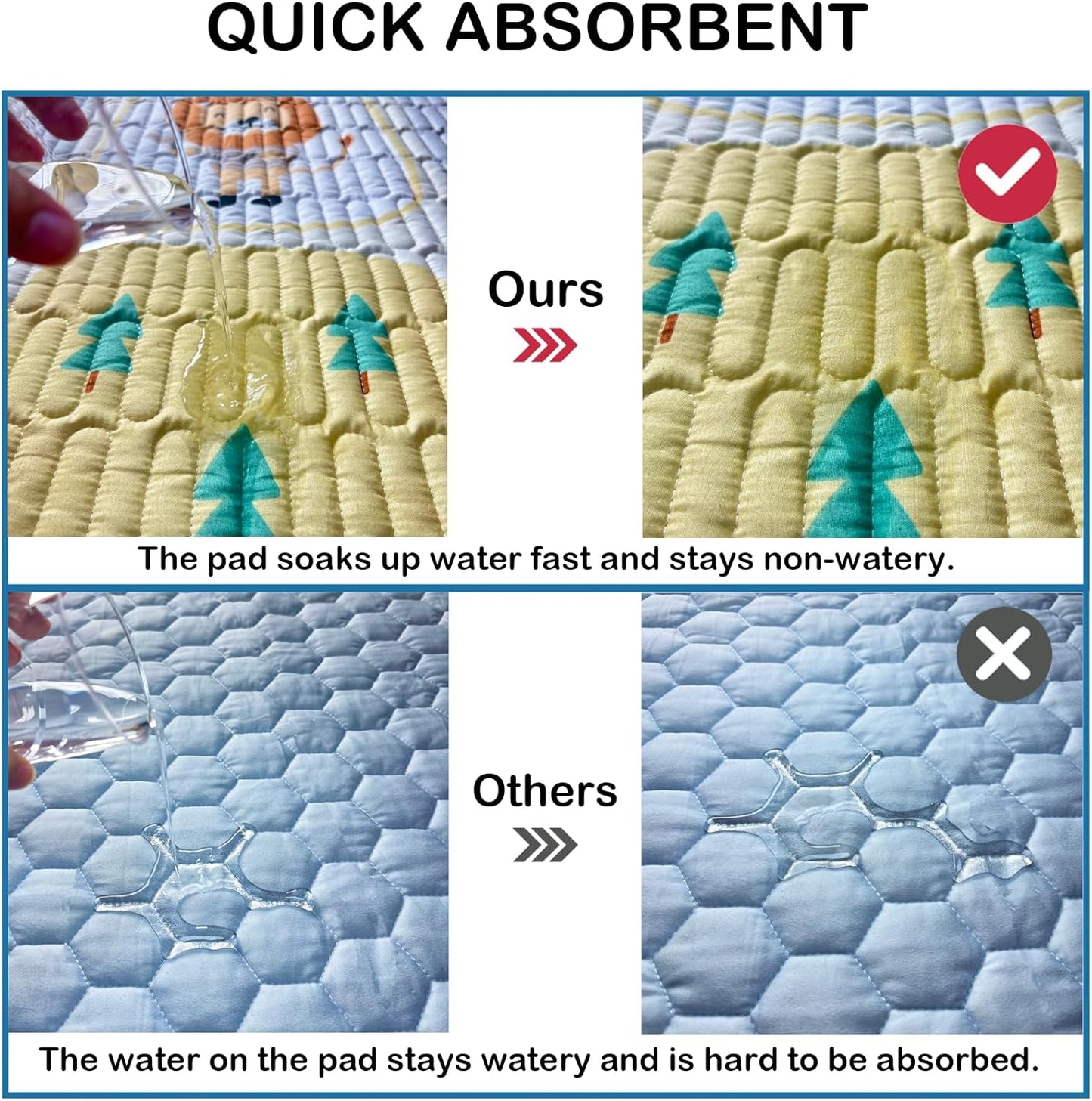 Washable Pee Pads with 4 Clips,39"x39",2-Pack,Quick-Absorbent Leakproof Non-Slip Reusable,for Potty Training&Disabled Dog,Fits 36" 4-Panel Playpens,Beds,Cars&Sofas,(Playpen Not Included)