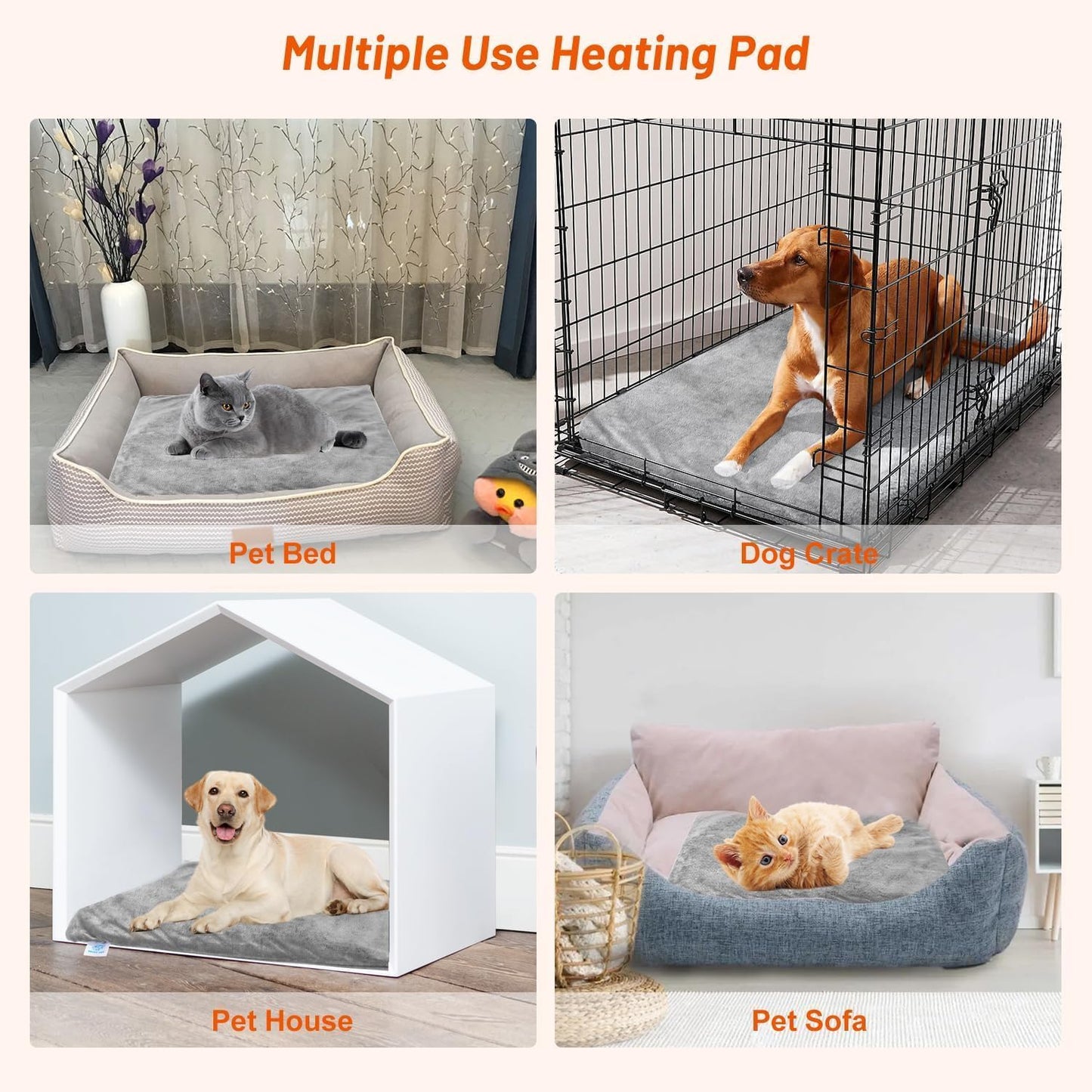 Dog Heating Pad, 9 Adjustable Temperature Pet Heating Pad, Electric Heating Blanket for Dogs, Heated Dog Pad Mat with Chew Resistant Cord for Puppy Cat Animal, 28"x18"