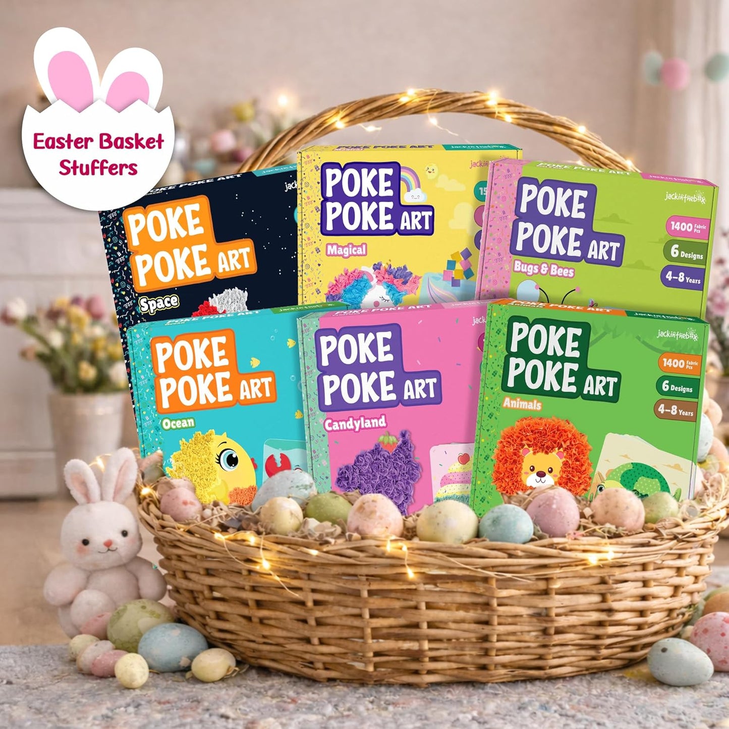 jackinthebox Poke Poke Art – Magical Theme, Mess-Free Fabric Art and Craft, Flower Pressing Kits, Gift for Kids, Girl Gifts, DIY Activity Boy Gift, Easter Gift for Girls and Boys Ages 4 5 6 7 8
