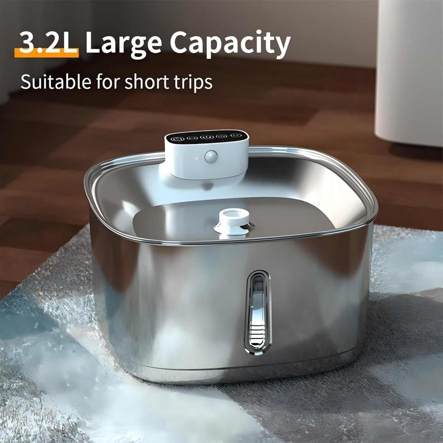 Cat Water Fountain Stainless Steel- 108oz/3.2L Pet Water Fountain Cordless with Motion Sensor, 4 Replacement Filters, Ultra-Quiet Auto Dog Water Dispenser Battery Powered (Stainless Steel)
