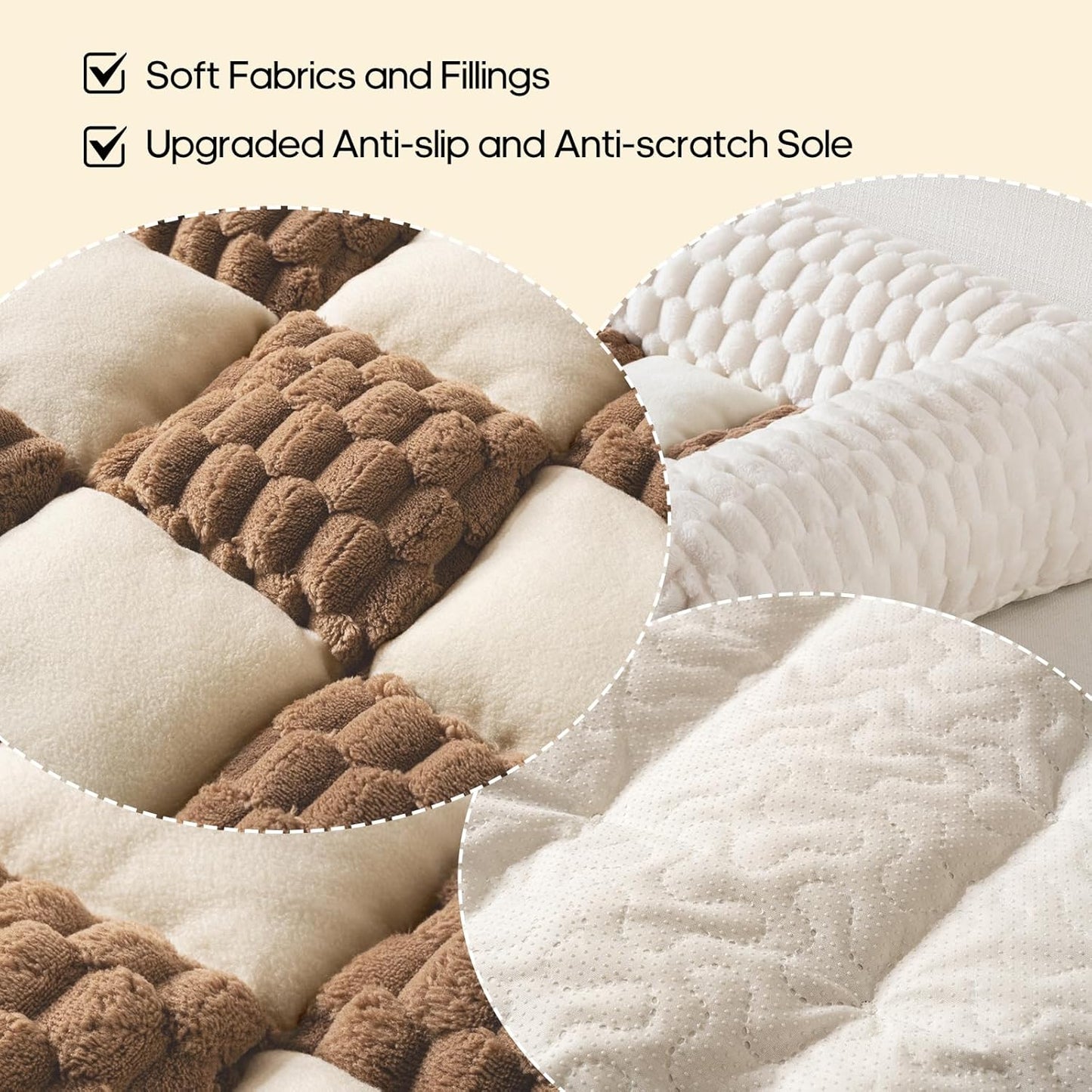 Calming Dog Bed Mats, Thick Flannel Mat for Pets Dog Pad, Washable Non-Slip Couch Protector Pet Friendly Dog Mat for Couch and Sofa(Brown, M-33.45 x 30.71 inch)