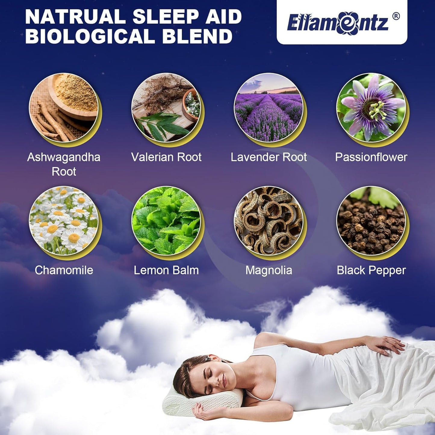 Sleep Gummies No Melatonin, Sleep Aid for Adults with Magnesium Glycinate, Melatonin Free Calm Sleeping Gummy Supplement with L-Tryptophan, L-Theanine, GABA, Ashwagandha, Valerian - Sugar Free, 120ct