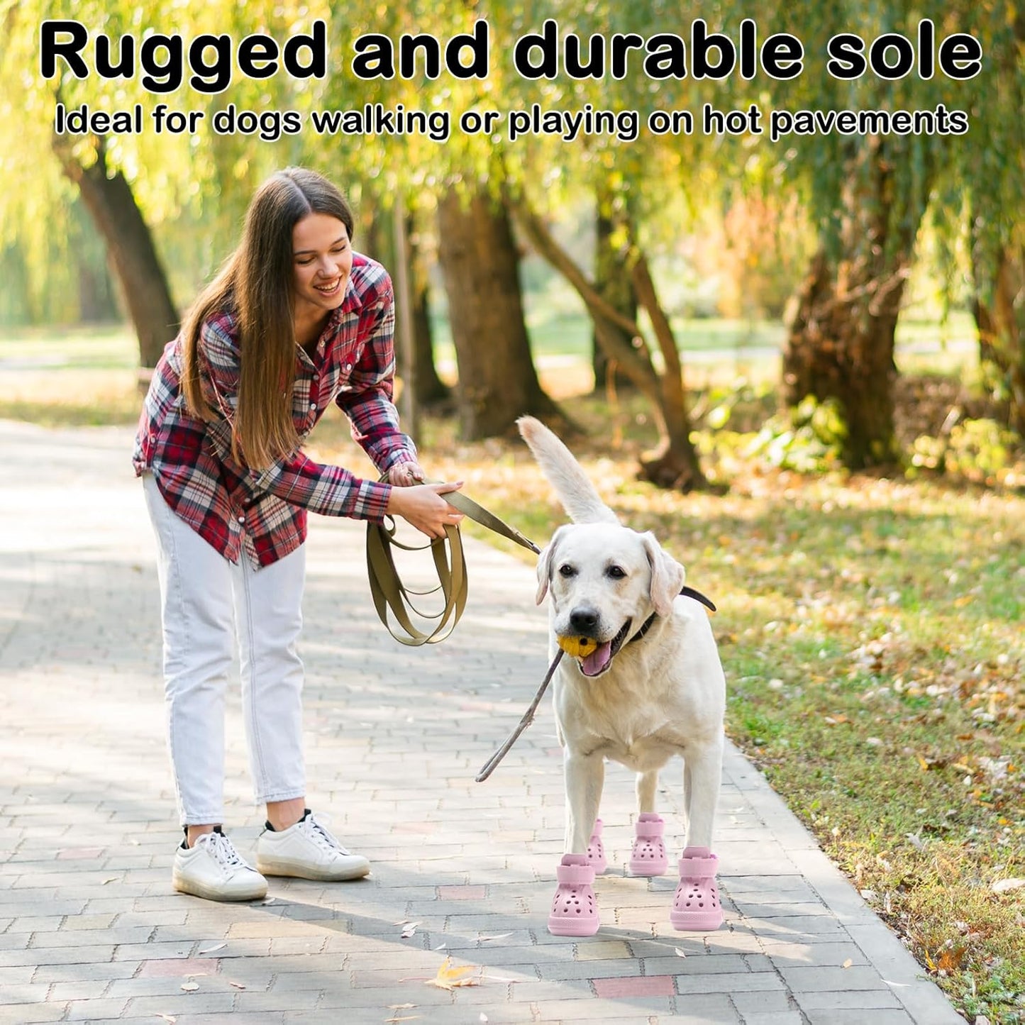 Dog Shoes for Hot Pavement,Non-Slip Waterproof Breathable Easy to Clean Put On and Take Off Dog Boots,Paw Protector for Hot Summer Roads Winter Snow (Pink, Size 8:(3.15"x2.56")(L*W))
