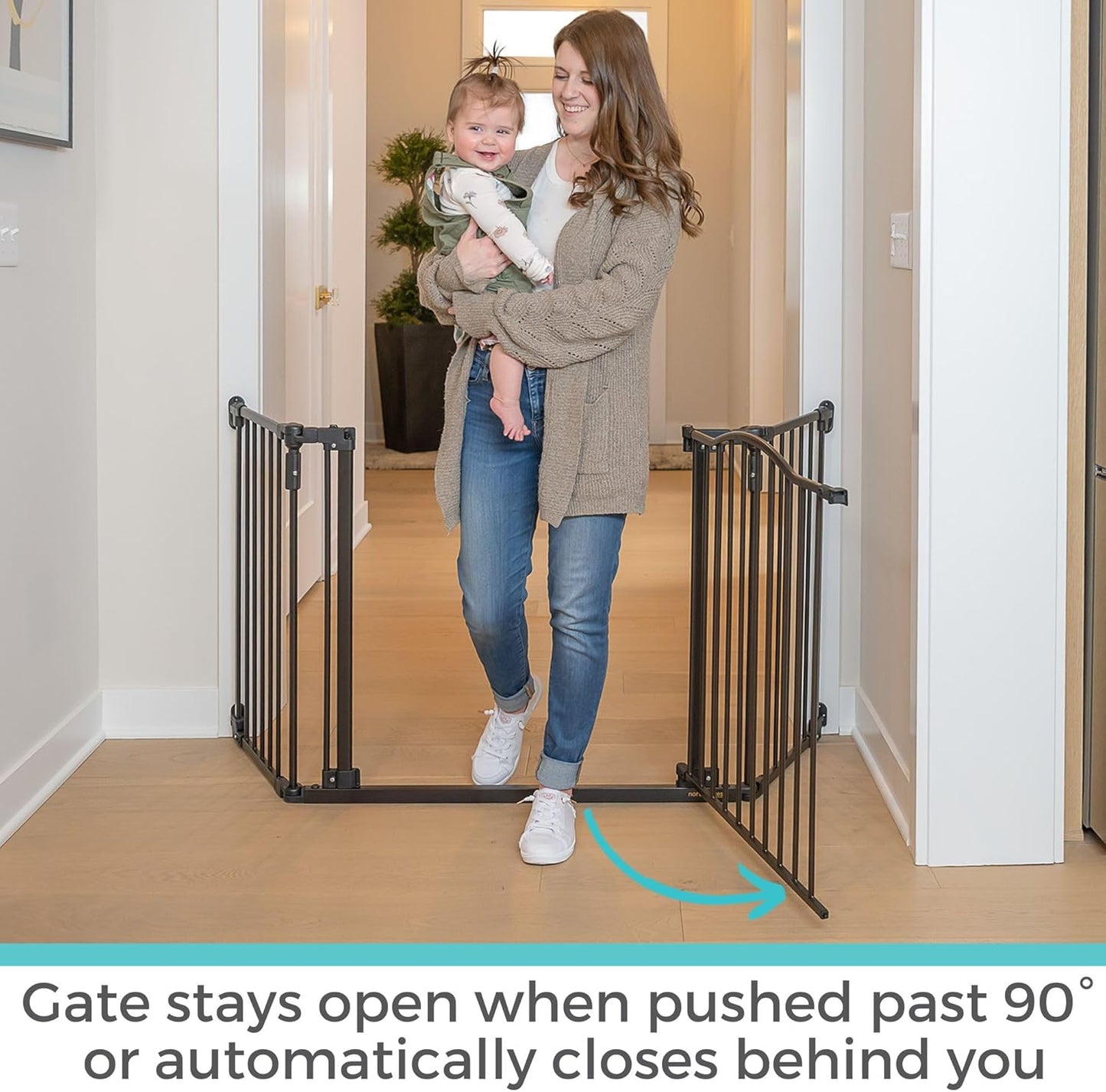 Toddleroo by North States - Deluxe Décor Safety Gate: Extra Wide - Adjustable 38.3 to 72 Inches W - 30 Inches T - Matte Bronze
