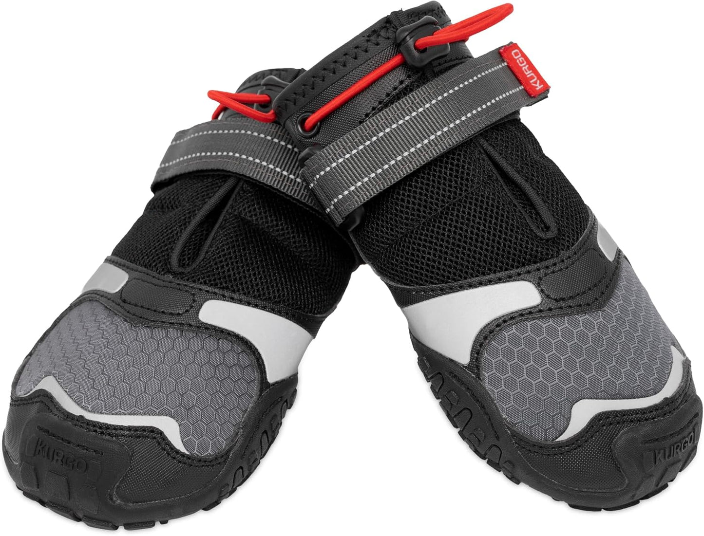 Kurgo Blaze Dog Boots - Protects Paws in All Seasons - Breathable Fabric - Water Resistant Dog Shoes - Dual Ankle Closure - Reflective Dog Boots - Includes 2 Shoes - Chili Red/Black - L