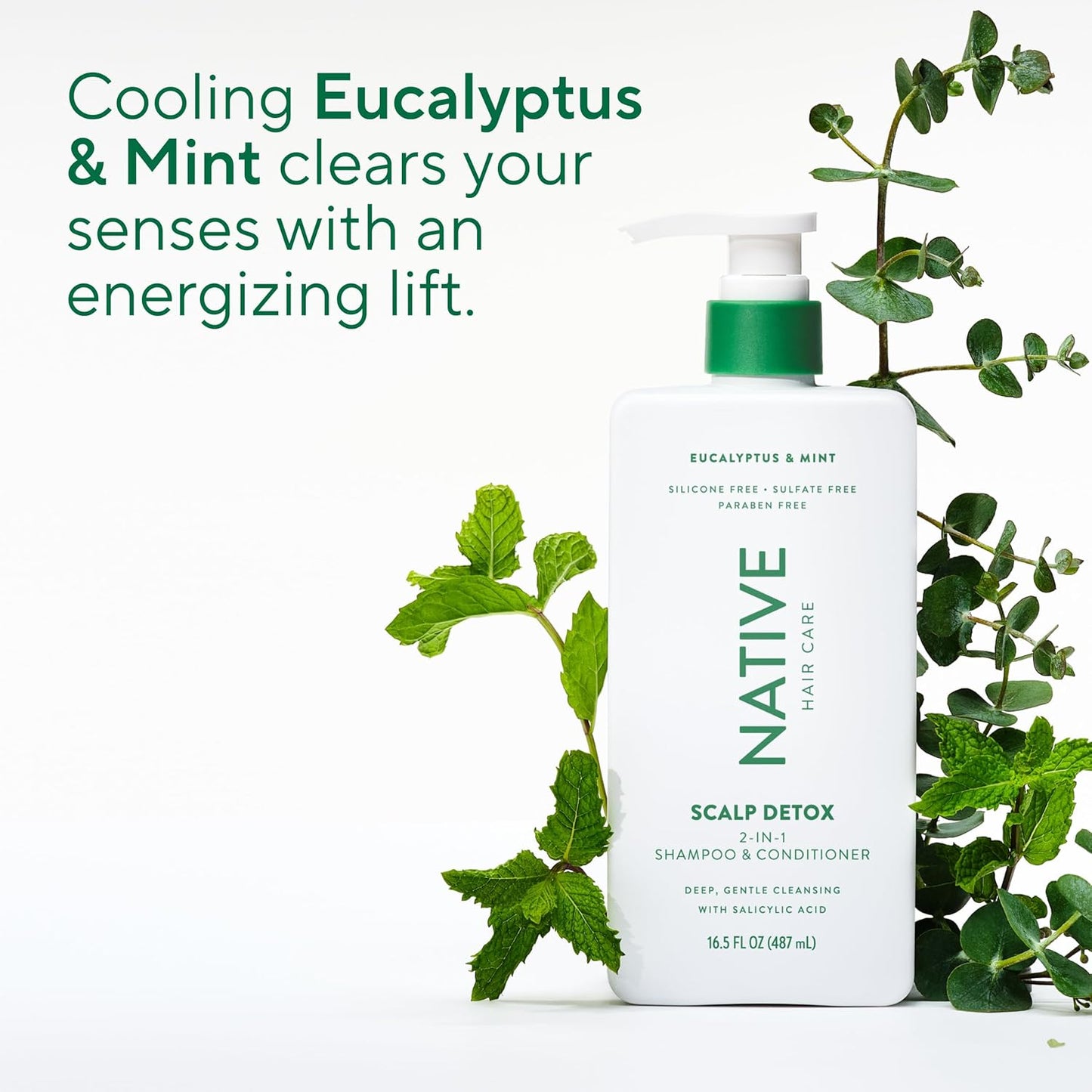 Native Scalp Detox Shampoo and Conditioner, Eucalyptus & Mint, Naturally Derived Ingredients | All Hair Types, Color & Treated, Fine to Dry Damaged, Sulfate & Dye Free - 2-Pack