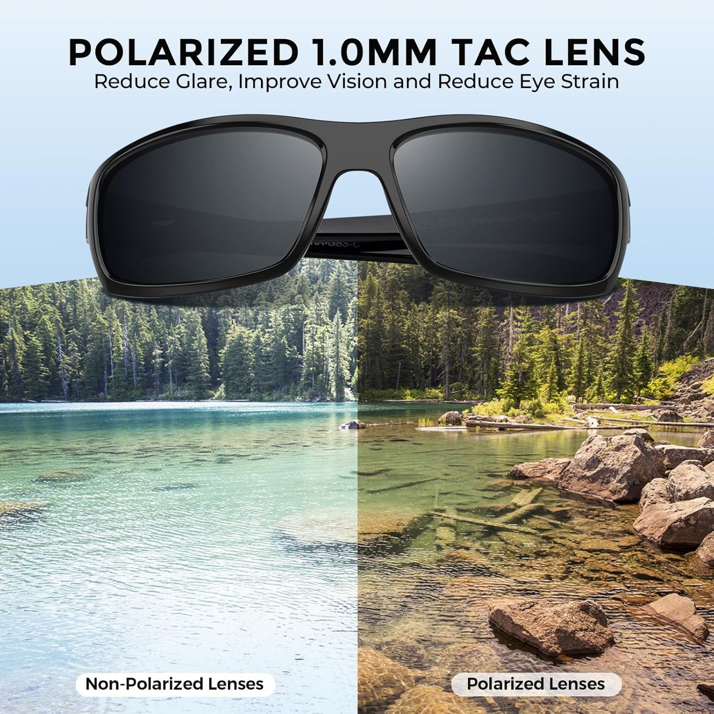 KastKing Kateel Sport Sunglasses, Full Wrap Design, PuriVex Protective Coating, Lightweight Grilamid Frame, UV Protection