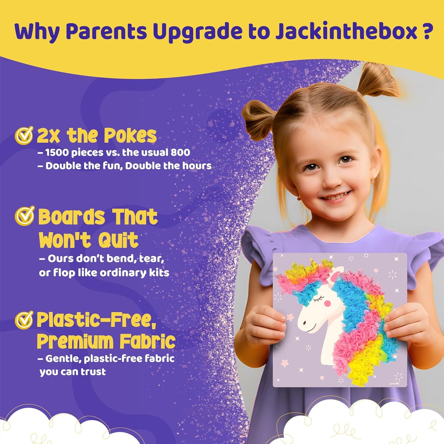 jackinthebox Poke Poke Art – Magical Theme, Mess-Free Fabric Art and Craft, Flower Pressing Kits, Gift for Kids, Girl Gifts, DIY Activity Boy Gift, Easter Gift for Girls and Boys Ages 4 5 6 7 8