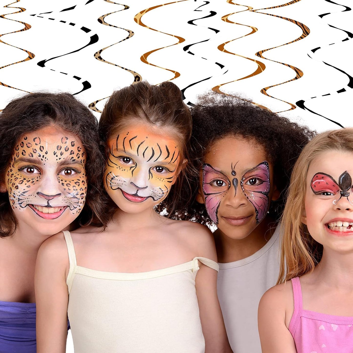 MTLEE 24 Pieces Jungle Animals Hanging Swirl Decorations Safari Prints Hanging Whirls Leopard Cheetah Theme Party Supplies for Forest Wild Animal Theme Birthday Party Festival