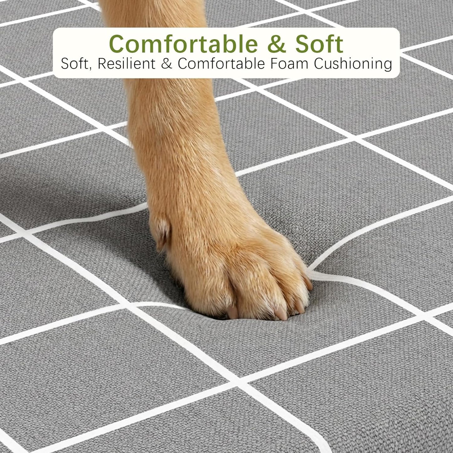 Orthopedic Dog Bed Mat Sponge-Filled with Pillow, Machine Washable with Removable Cover, Breathable Soft Fabric, Durable for Crate Training, Couch Lounging & Travel