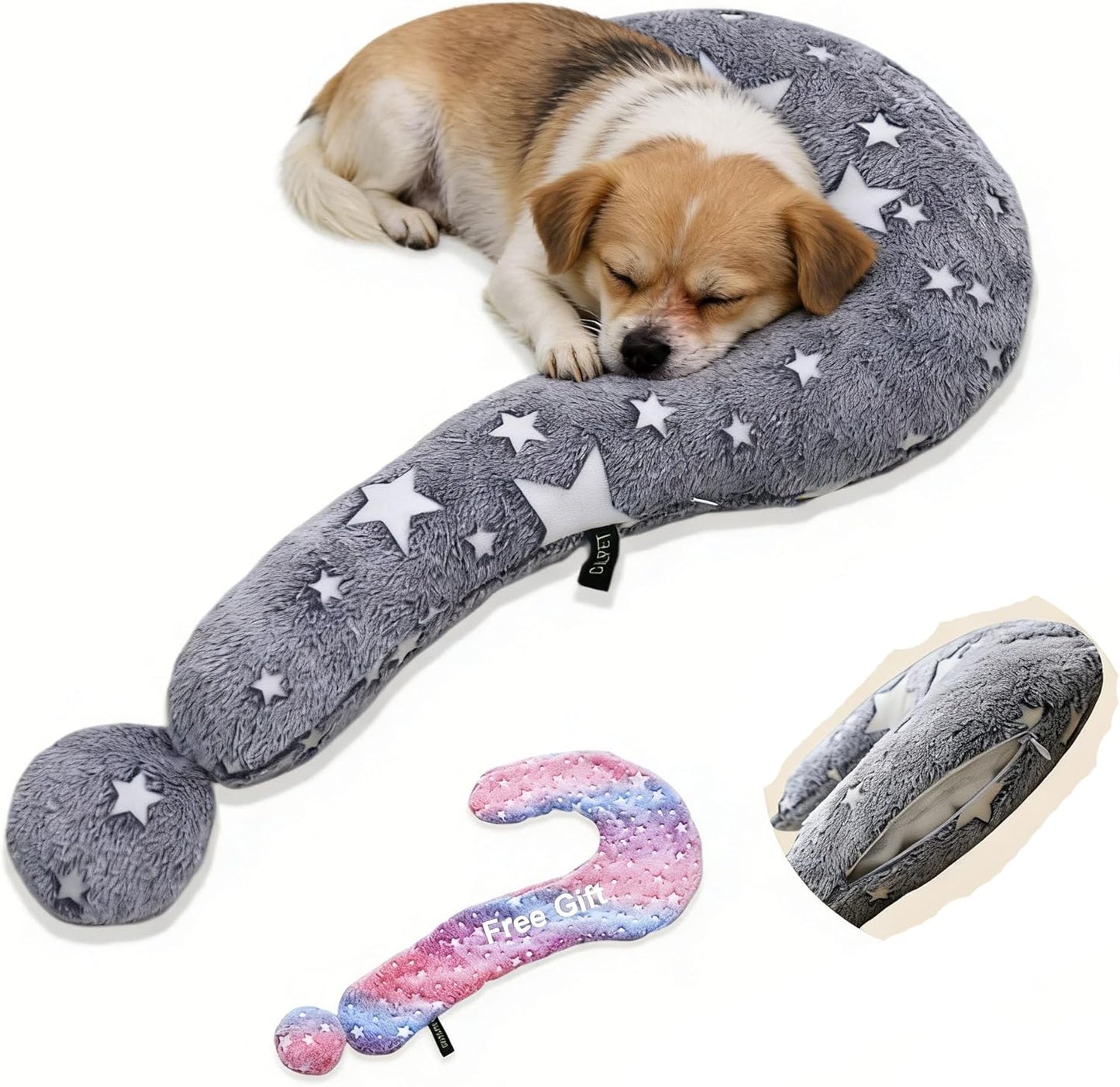 Dog Pillows, 2pcs Pillowcase, Washable Dog Pillow, Side Zip with Replaceable Pillowcase, Glow in The Dark Cat Calming Pillow, Cozy Neck Support for Deep Sleep (M)