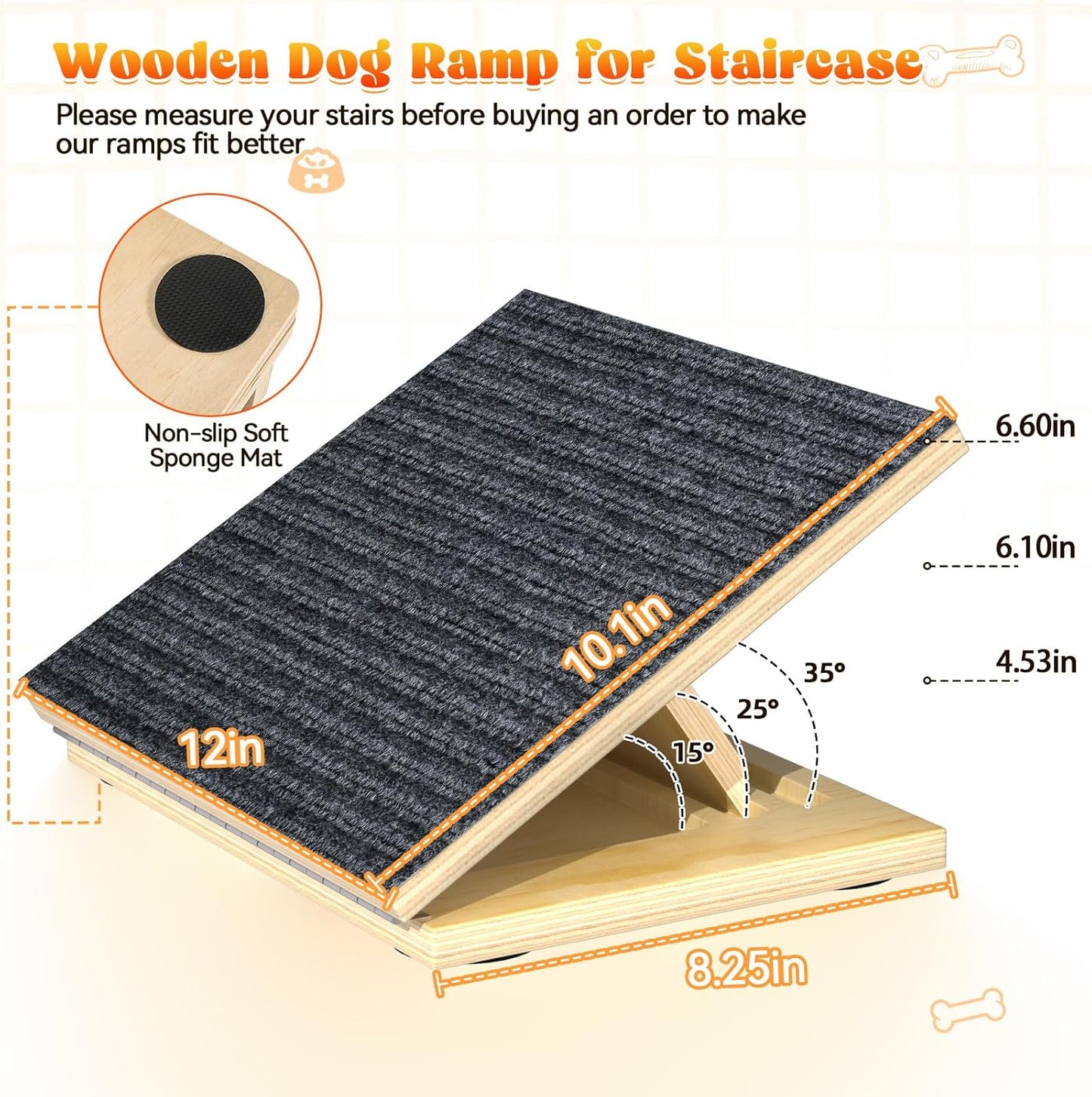 TNELTUEB 2 Pack Upgraded Dog Ramps for Stairs, Adjustable Stair ramp for Dogs,Portable Dog Stairs with Mat for Small Dogs and Cats, Non-Slip Pet Steps for Elderly or Injured Pets