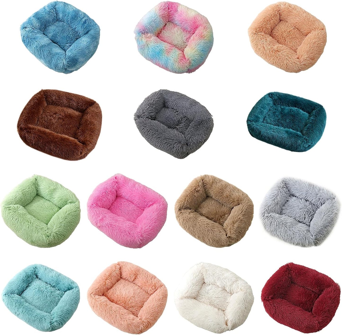 Dog Bed Furry Nest for Small Puppy Kitten Non-Slip Dog Basket Pet Bed with Thicken Cover Multicolored Couch Bed