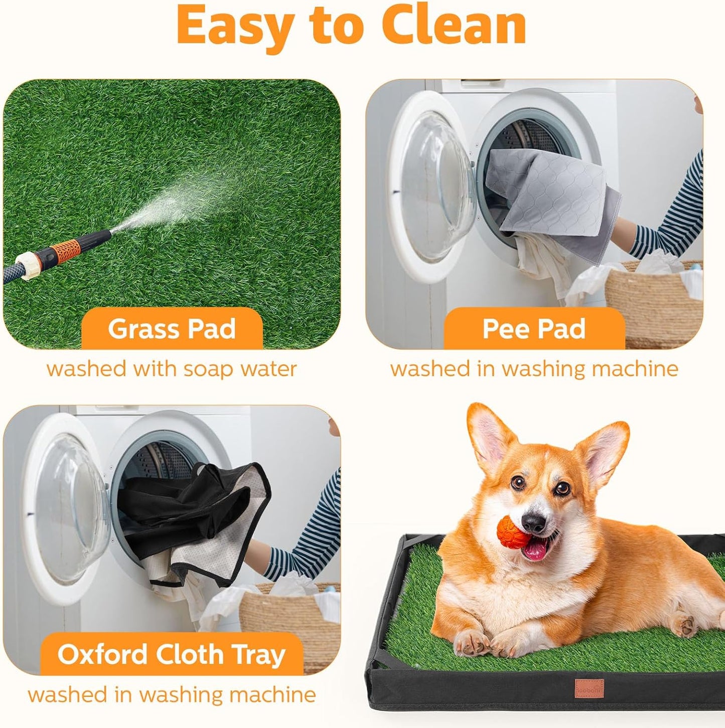 LOOBANI Dog Grass Pad with Tray, Lightweight Oxford Cloth Tray for Potty Training, 19 * 24 in