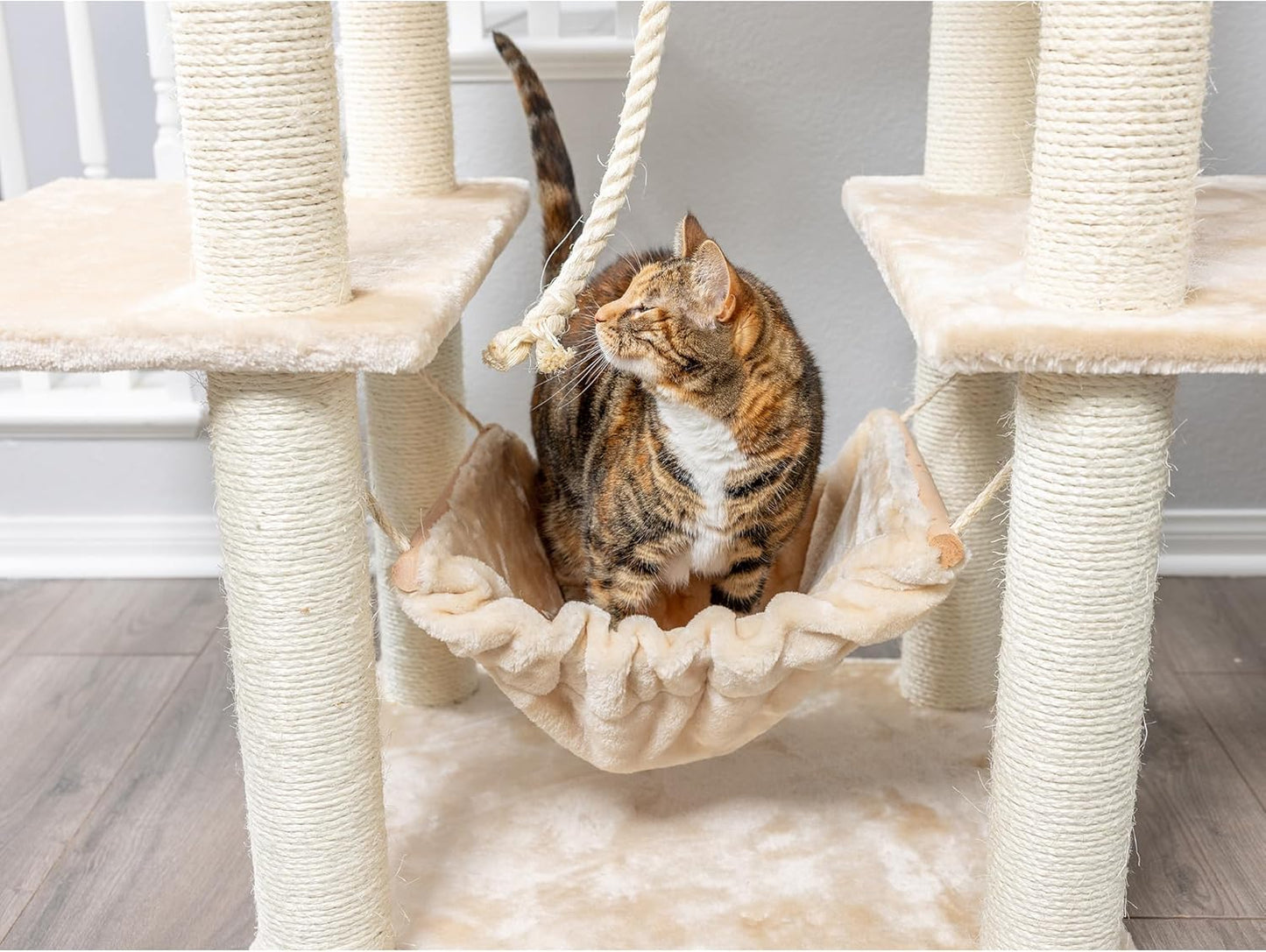 Armarkat A7202 72-Inch Real Wood Cat Tree, Beige,53 inches L X22 inches W X 72 inches H