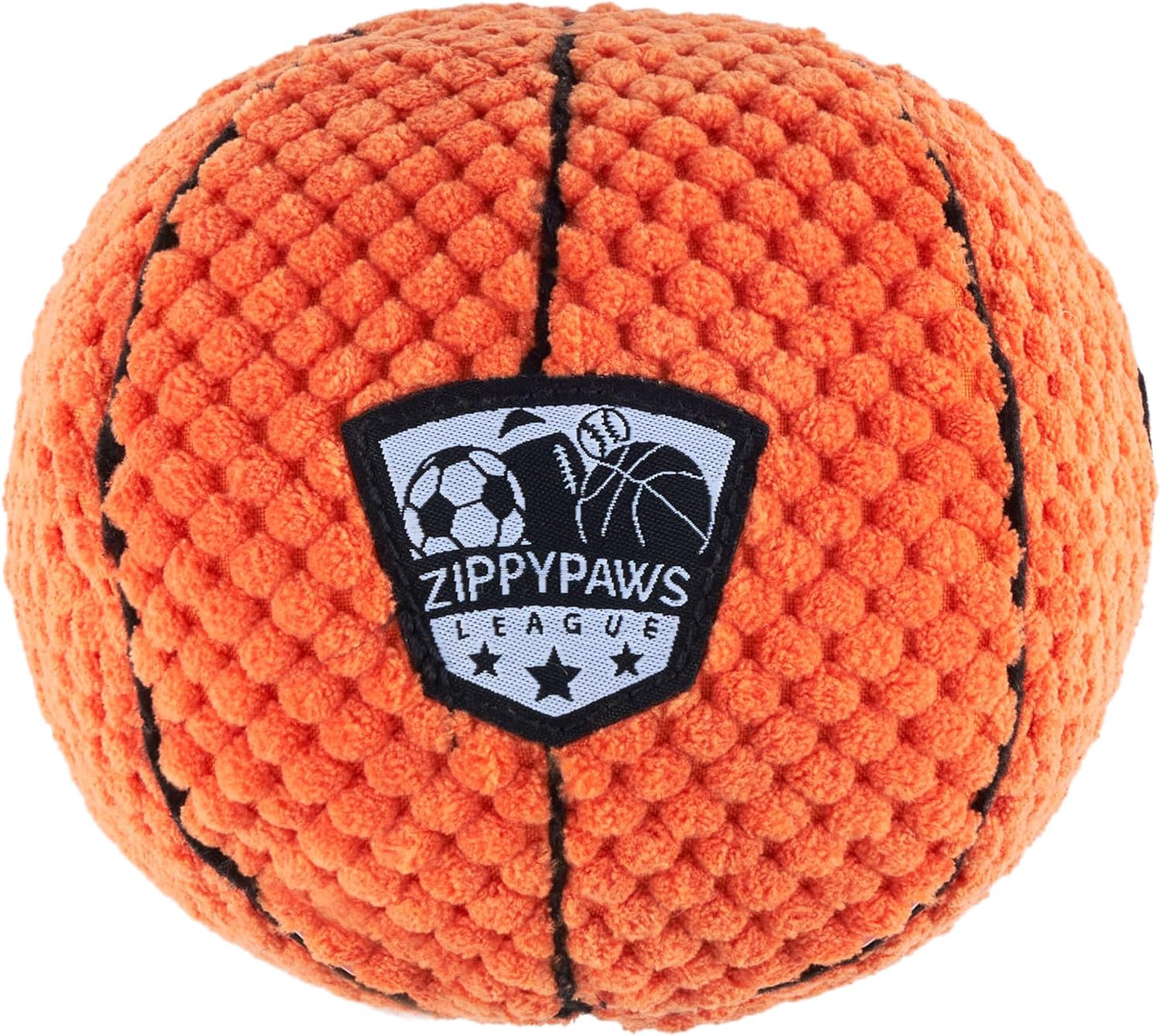 ZippyPaws SportsBallz - Dog Squeaky Toys to Keep Them Busy, Funny Plush for Small, Medium, & Large Dogs, Cute Stuffed Puppy Toy, Pet Products, Gift for All Breeds, Interactive Squeaker - Basketball