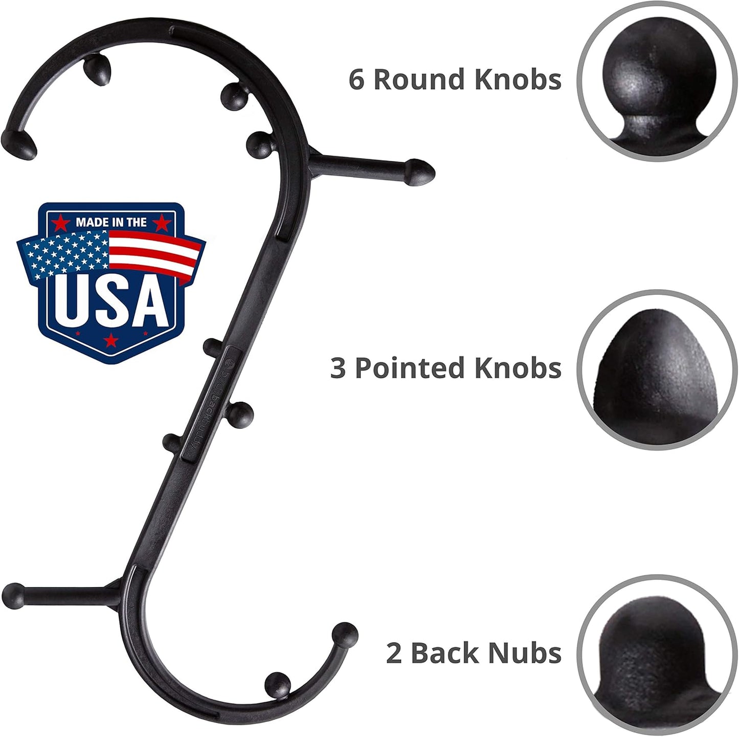 Body Back Buddy - USA Made - Massage Stick & Buddy Classic Bundle, Trigger Point Massage Tools, Neck and Back Massagers, Massage Cane, Muscle Knot Remover (Black)