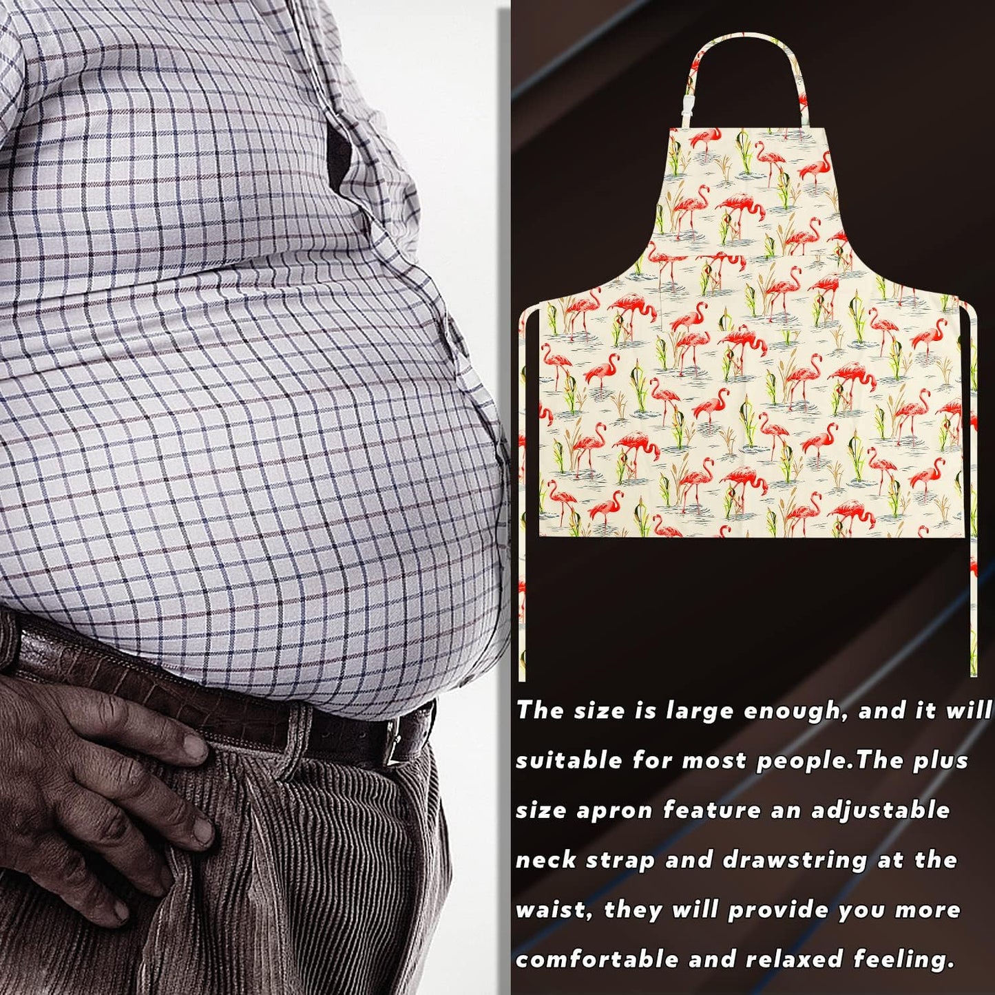 LOLOMLO Oversize Canvas Cotton Apron, Extra Large Aprons with Long Strap, Adjustable Neck Tear Resistant Plus Size aprons