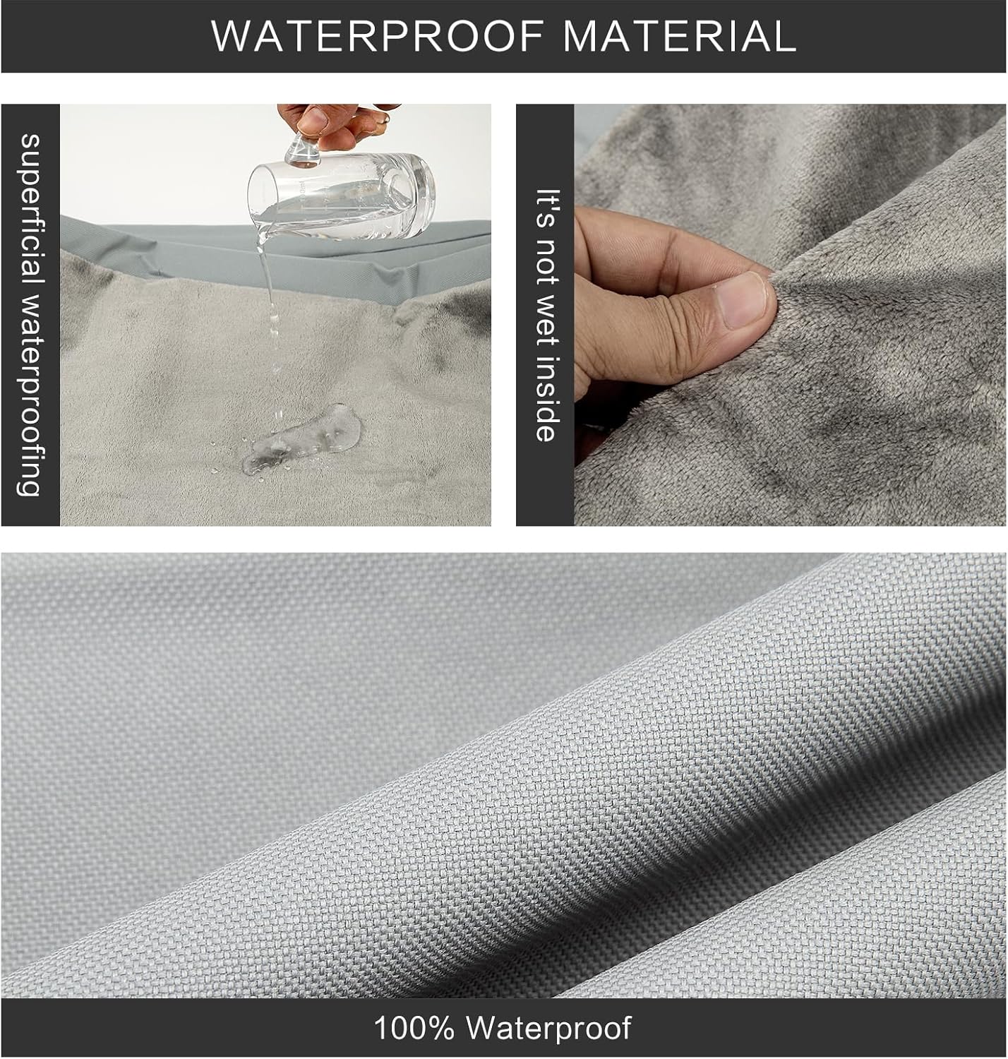 Waterproof Dog Bed Cover with Zipper, Washable Pet Hair Easy to Remove Fluffy Dog Bed Replacement Cover, Removable Puppy Pet Bed Cover for Dog CAE, Cover Only (Gray, Medium)