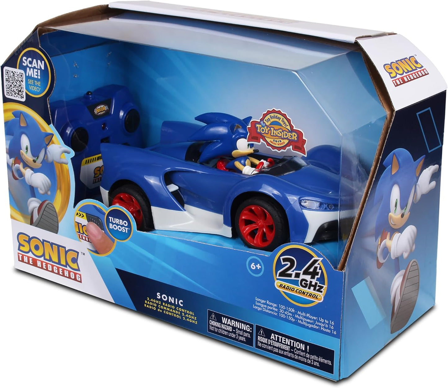 NKOK Team Sonic Racing 2.4GHz Radio Control Toy Car with Turbo Boost - Sonic the Hedgehog 601, Features Working Lights, Adjustable Front Wheel Alignment, Super Fun and Easy, Ages 6 and up