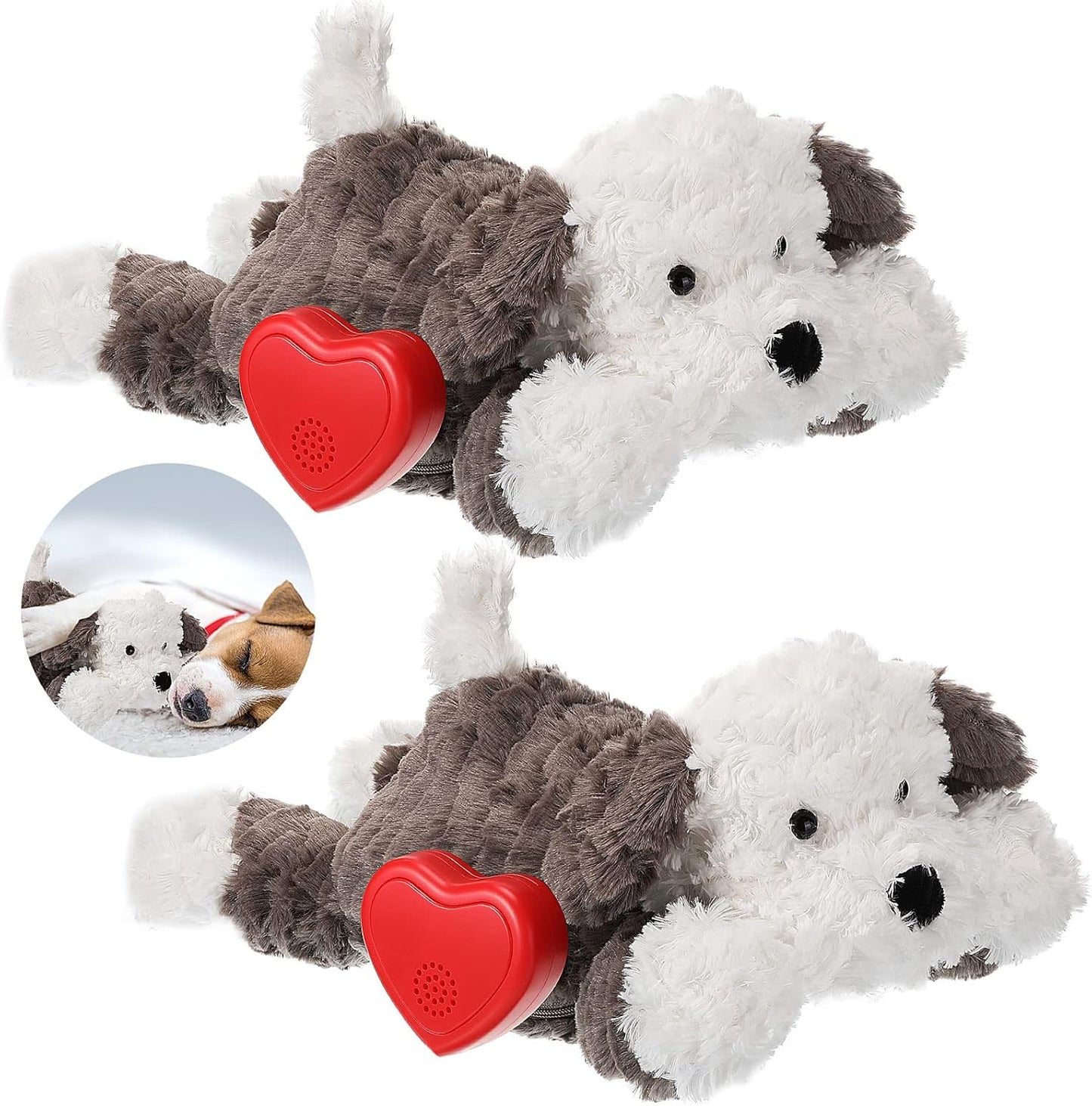 Liliful 2 Pack Puppy Heartbeat Toy Stuffed Puppy for Sleep Aid Plush Animals Dog Toy with Beating Heart Relief Separation Anxiety Training Behavioral