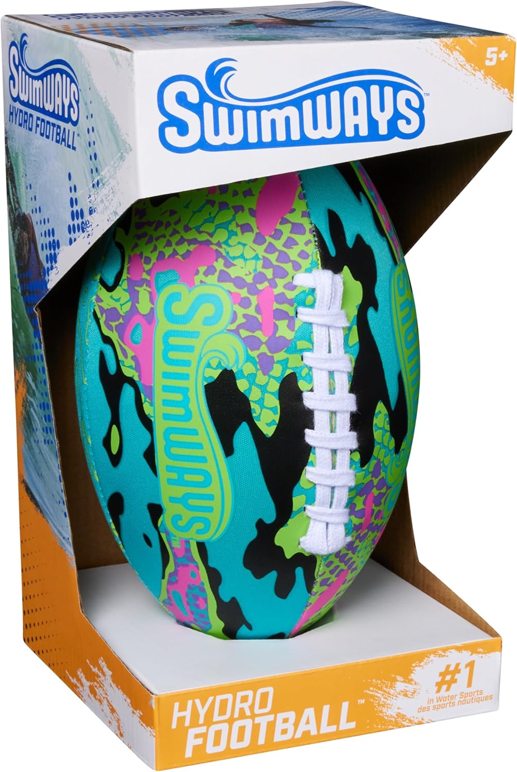 Swimways Hydro Waterproof Football, Outdoor Games for Adults and Kids, Swimming Pool Accessories and Pool Party Games,9.25 Inches, Green