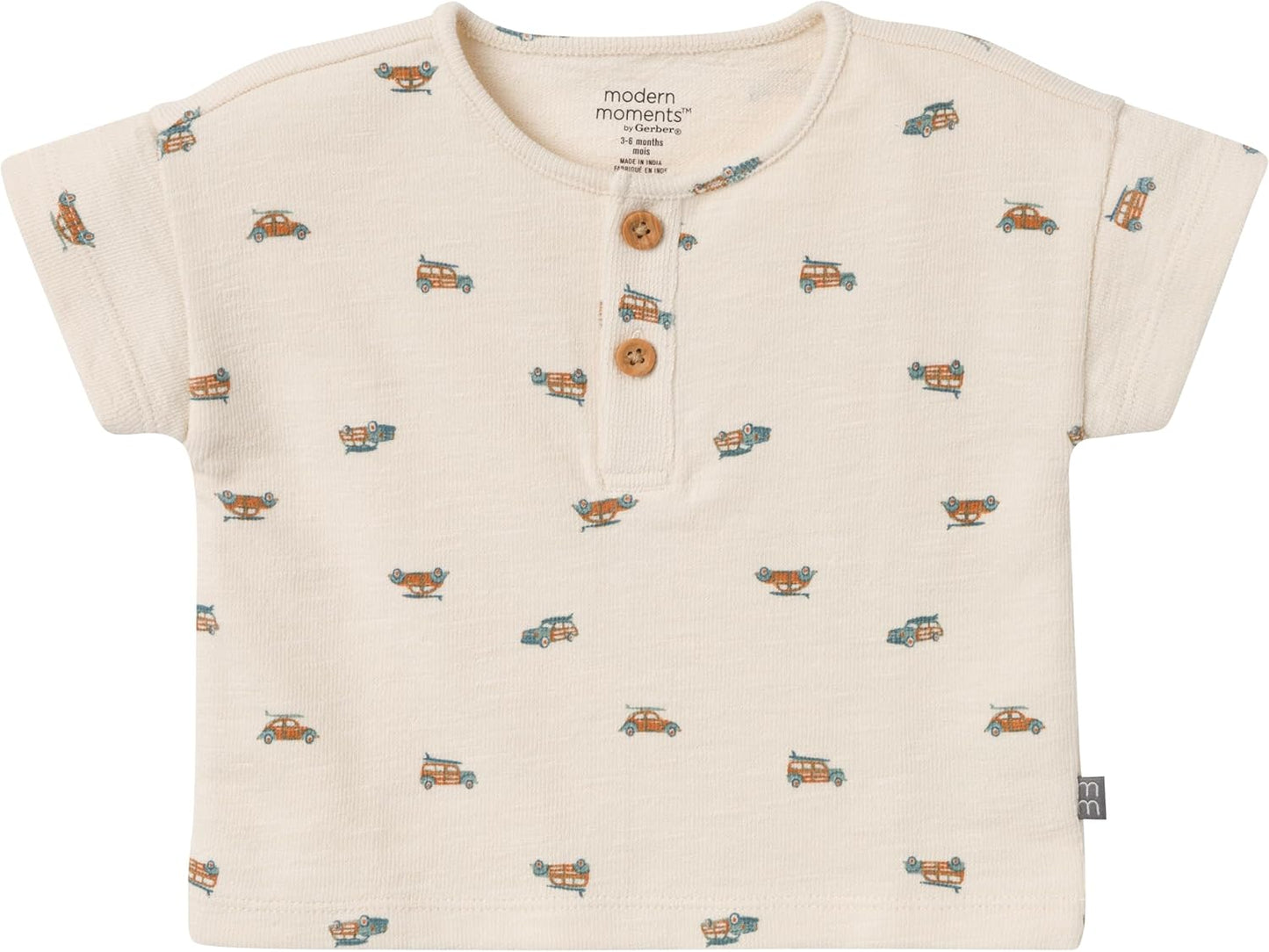 Modern Moments by Gerber Baby Boys' 2-piece Short-sleeve Henley Shirt and Short Set