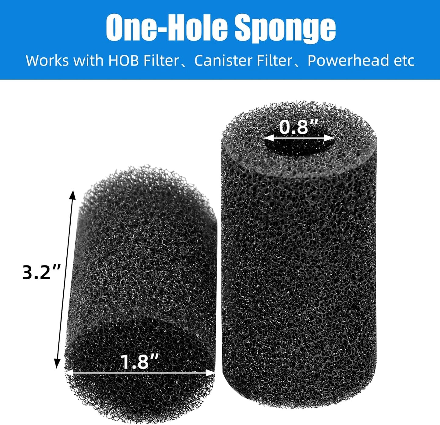 AQUANEAT 6-Pack Pre-Filter Sponge for Aquarium Shrimp Fry Fish Tank Filter 0.8” Intake, Replacement Foam Cover