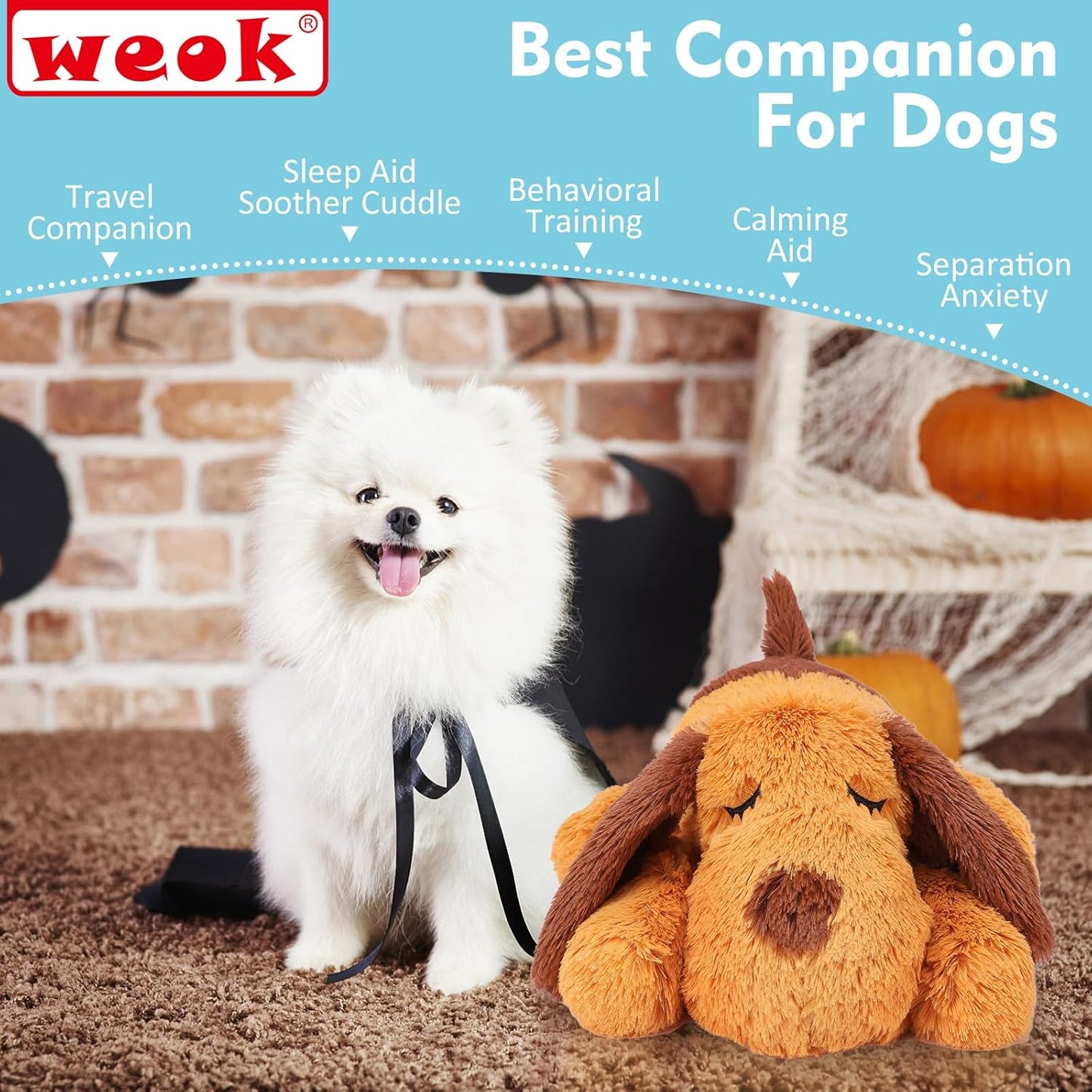 Heartbeat Puppy Toy, Comfort Cuddler Pillow, Dog Anxiety Relief Calming Aid,Heartbeat Stuffed Toy for Dogs,Puppy Heartbeat Toy Sleep Aid,Dog Heartbeat Toy for Pet