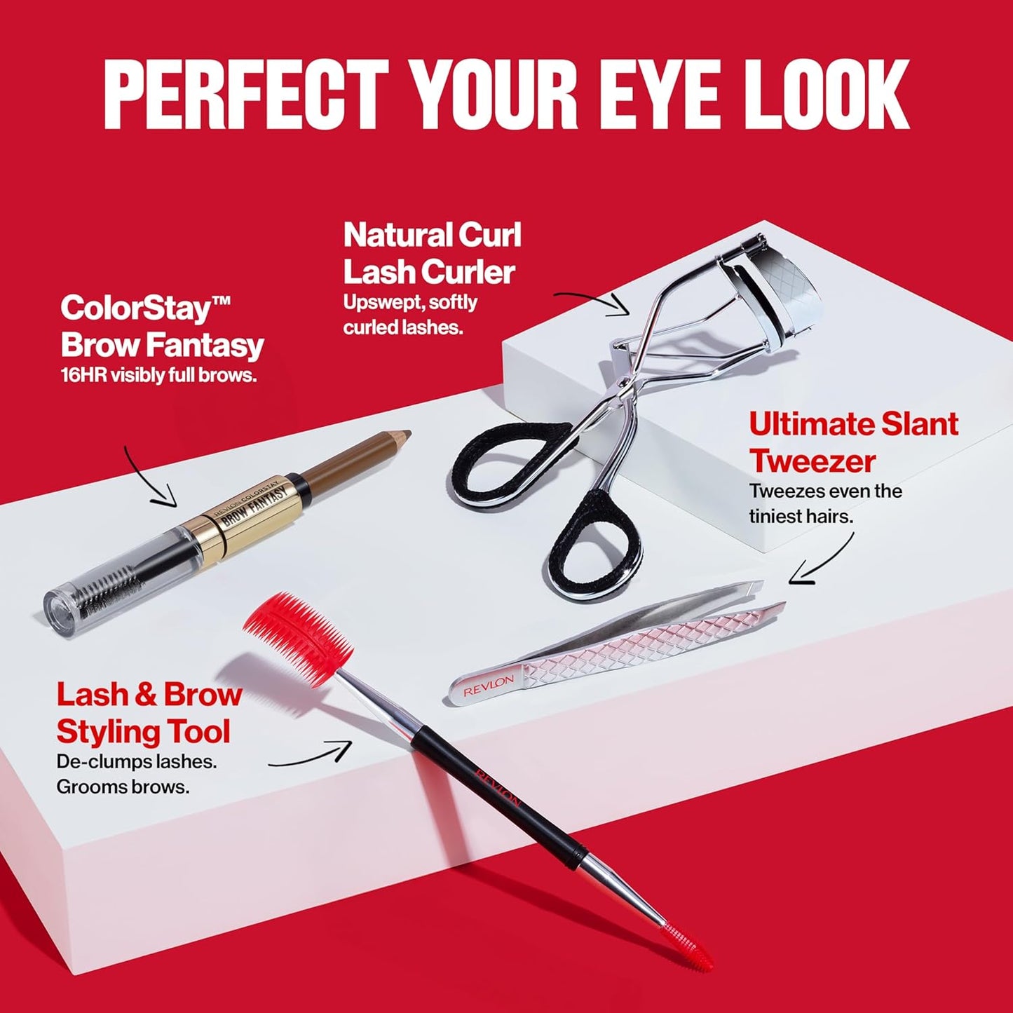 Revlon Lash & Brow Styling Tool, Dual Ended Eyelash Separator & Eyebrow Brush Spoolie, Works with Mascara & Brow Makeup, 1 count