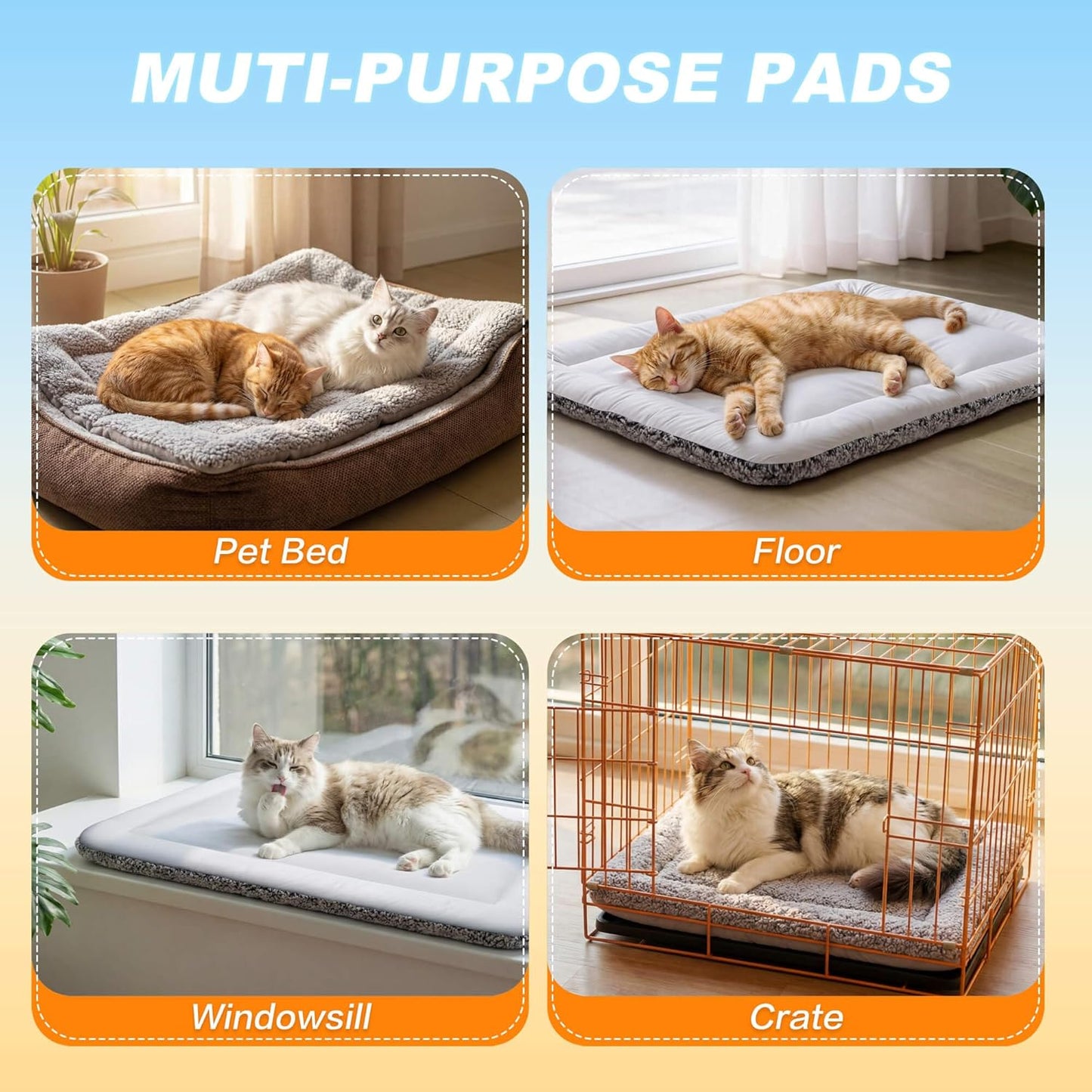 Dog Cooling Mat, Self Warming Cat Bed, Reversible Warm & Cooling Cat Bed, Winter Warm Cat Pad & Summer Cooling Cat Mat for Kittens & Small Dogs, Perfect for Crates, Beds & Sofas, Gray, 18" x 24"