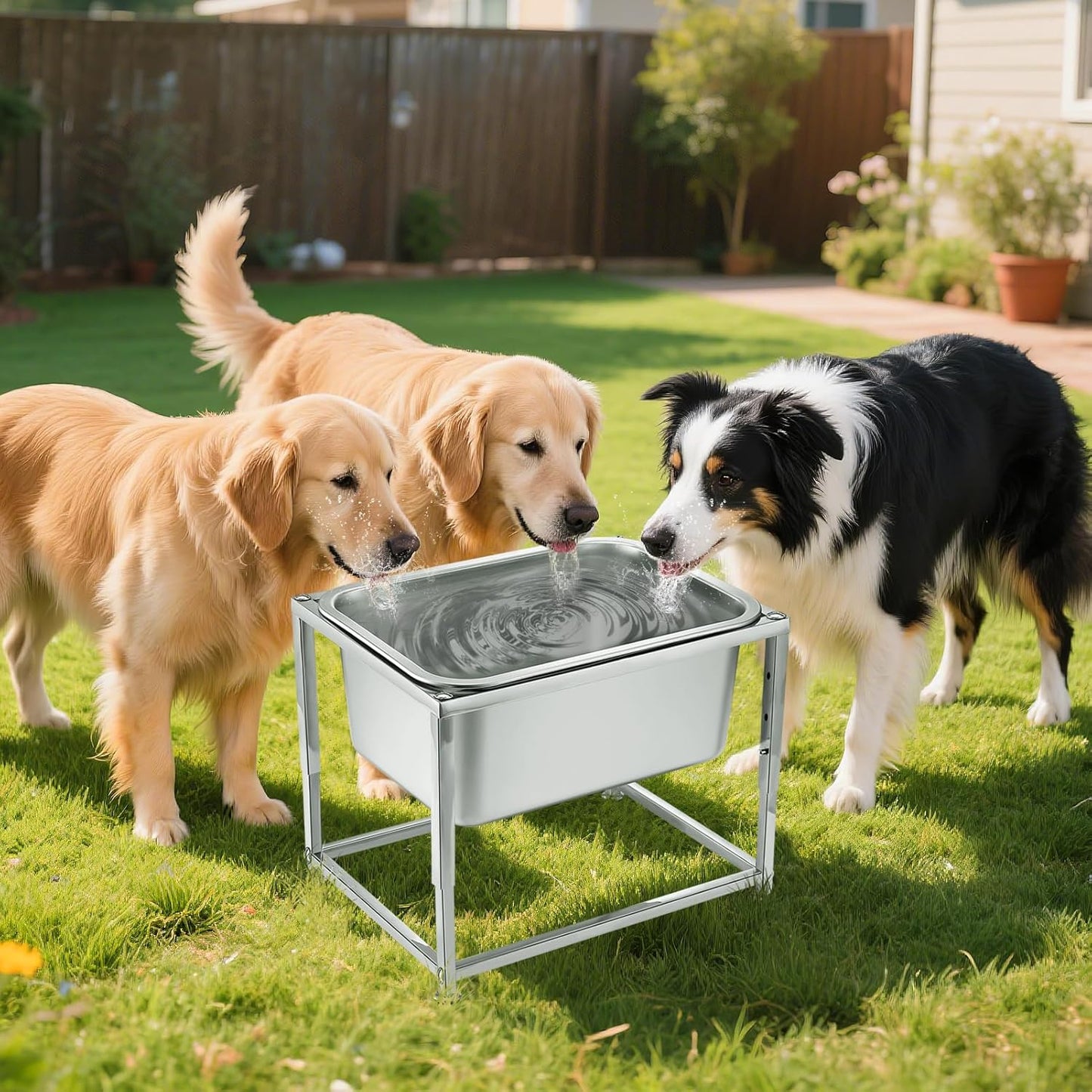 3 Gallons Large Elevated Dog Water Bowl - 3 Height Adjustable (8.5'', 10'', 11.6'') Raised Stand, Stainless Steel Dog Bowl for Medium Large Dogs Relief Joint Pressure