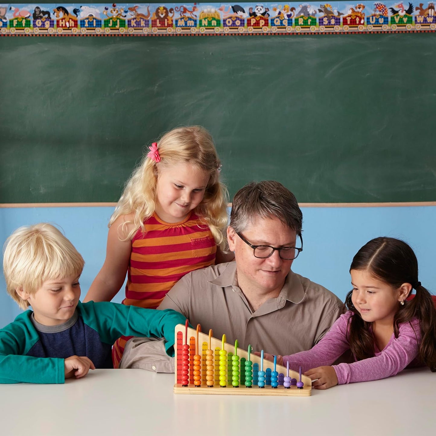 Melissa & Doug Add & Subtract Abacus - Educational Toy with 55 Colorful Beads and Sturdy Wooden Construction