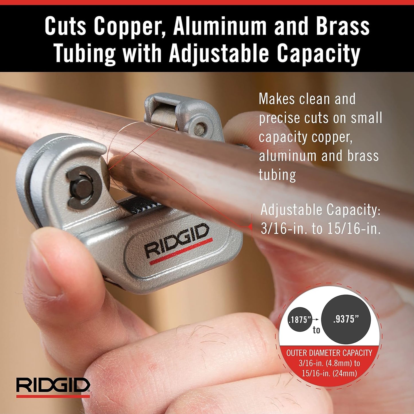 RIDGID 32985 Model 104 Close Quarters Tubing Cutter, 3/16-inch to 15/16-inch Tube Cutter