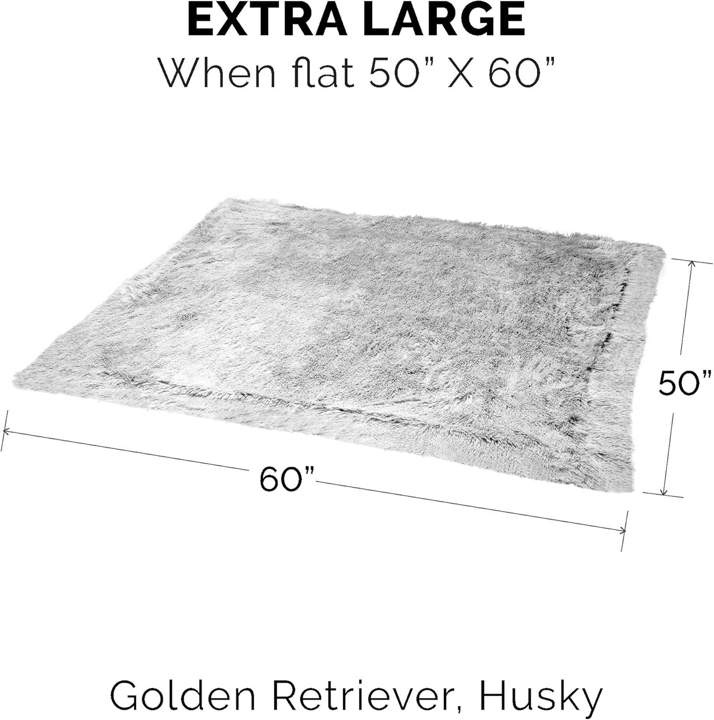 FurHaven Waterproof Throw Blanket For Dogs & Indoor Cats, Reversible Protective Pet Blanket, Extra Large, Long Faux Fur & Velvet, Mist Gray