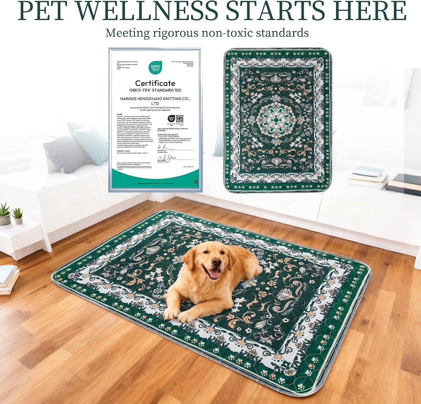 Homimp Washable Pee Pads for Dogs, 2 Pack Reusable Puppy Pads Waterproof, Absorbent and Leakproof Dog Pee Pads, Non Slip Puppy Training Pads, Pet Mat for Floor, Crate, Couch, Whelping,Green, 18"x24"