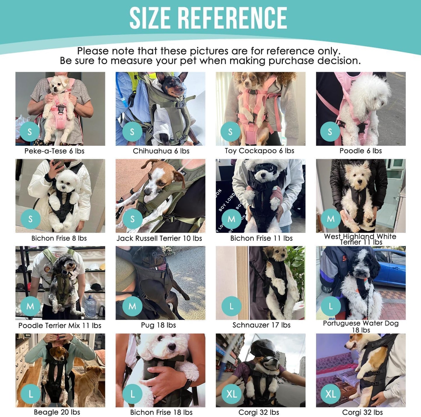 Lukovee Dog Backpack Carrier, Legs Out Easy-fit Dog Front Carrier for Small Medium Dogs, Adjustable Hands Free Dog Chest Carrier for Hiking Cycling (B,Medium)