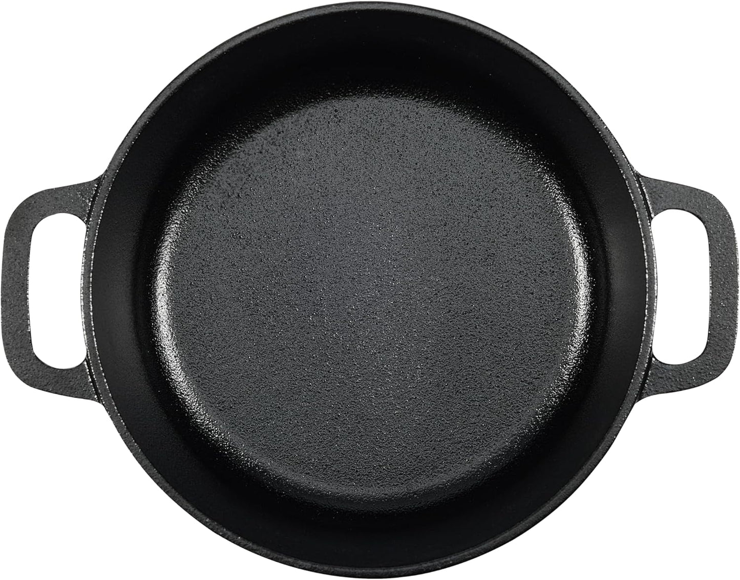 Amazon Basics Pre-Seasoned Cast Iron Mini Dutch Oven Pot with Lid and Dual Handles, Oven Safe, 2-Quart, Round, Black