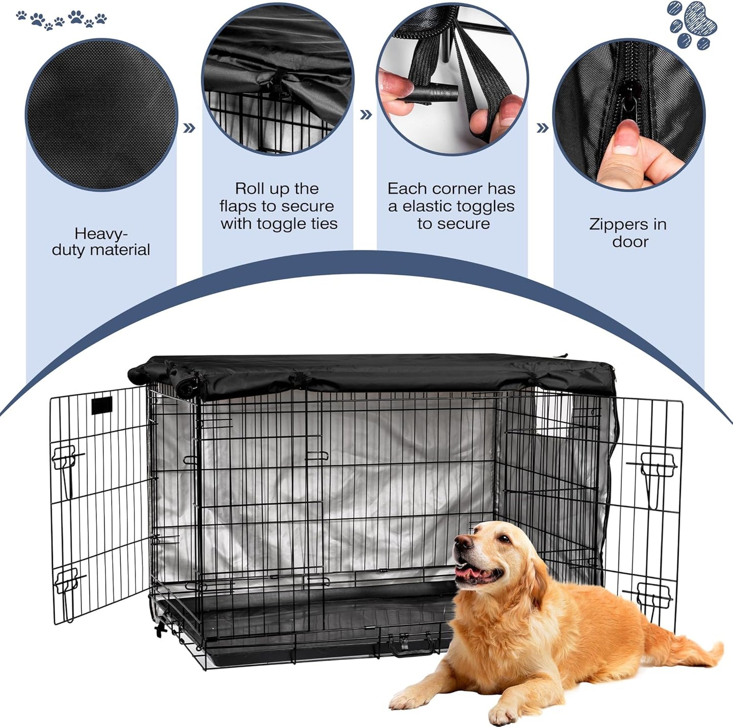 kefit Dog Crate Cover 36 inch, Kennel Cover for Wire Dog Cage, Black
