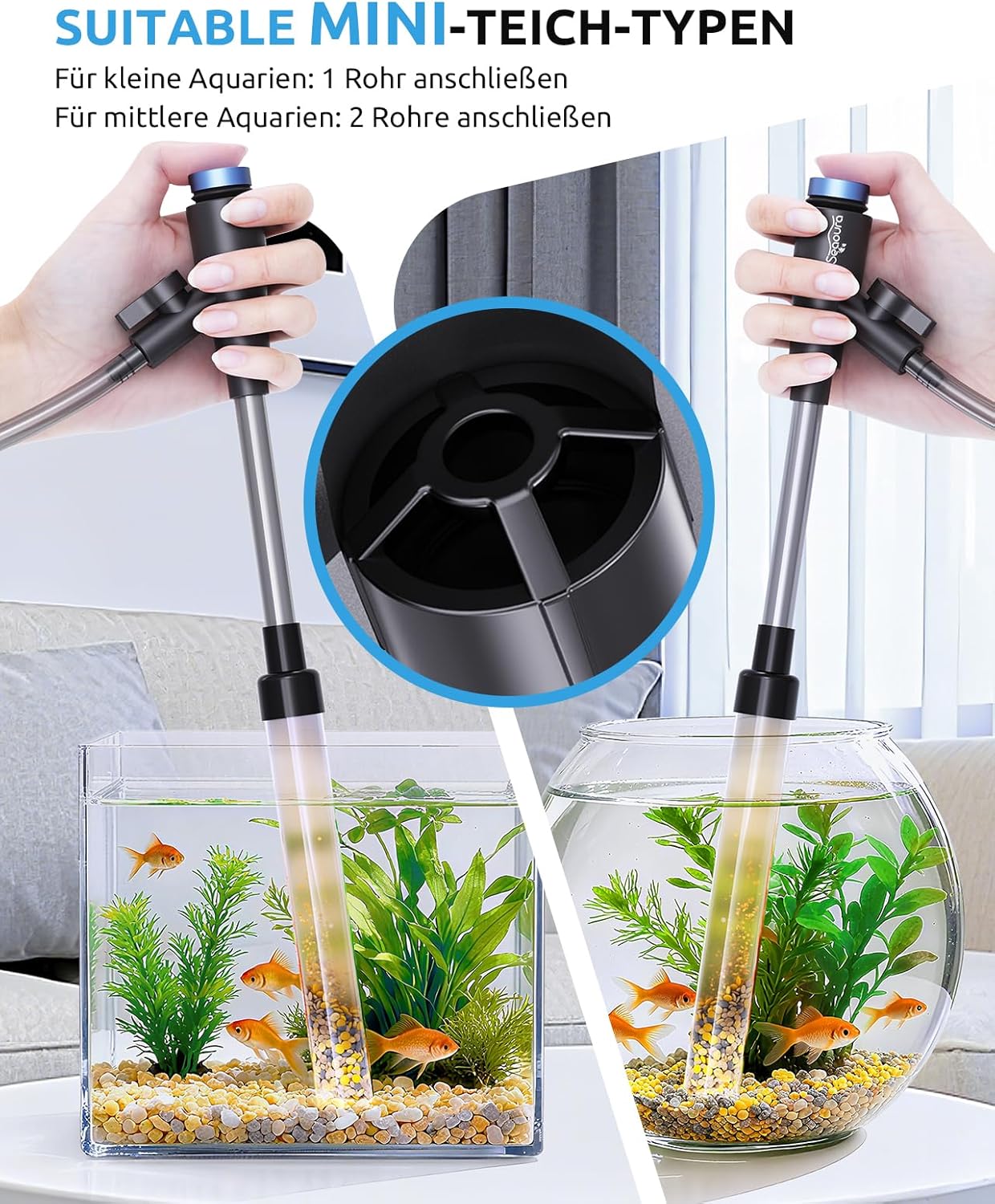 Gravel Vacuum for Aquarium, Fish Tank Cleaner Kit, Mini Manual Fishtank Vacuum Cleaner, Small Aquariums Water Changer, Adjustable Siphon Pump Use for Fish Turtle Tanks Cleaning Manure Wash Sand