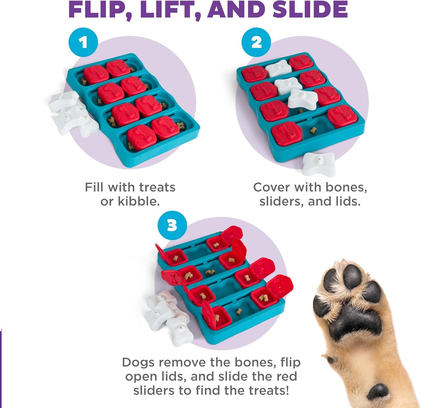 Outward Hound by Nina Ottosson Dog Brick – Interactive Treat Puzzle Enrichment Toy, Level 2 Intermediate