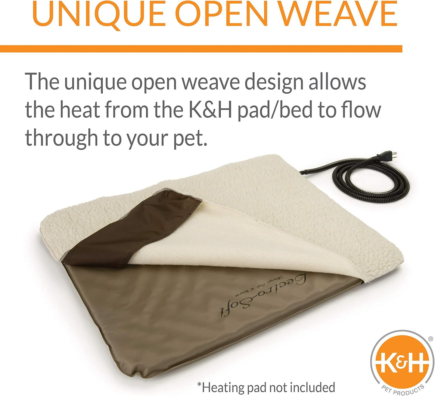 K&H Pet Products Lectro-Soft Outdoor Heated Dog & Cat Bed Replacement Cover, Fits K&H Lectro-Soft Medium Beds (Heated Bed Sold Separately), Machine Washable Fleece Cover - 24 X 19in
