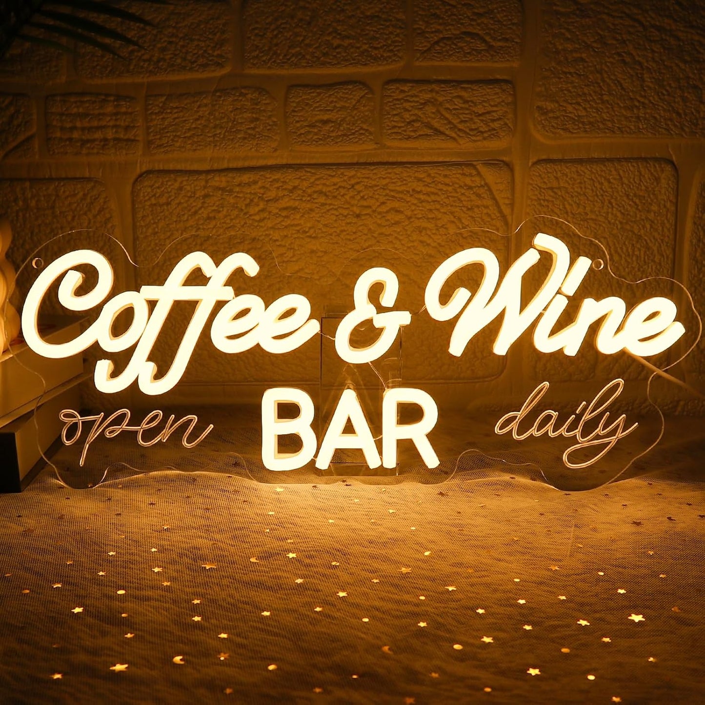 Coffee & Wine Neon Sign for Wall Decor Dimmable 16.54" x 6.54" Led Sign for Home Bar USB Powered Neon Light for Wine Cellar Cafe Farmhouse Kitchen Pub Dining Room Shop Party Decoration