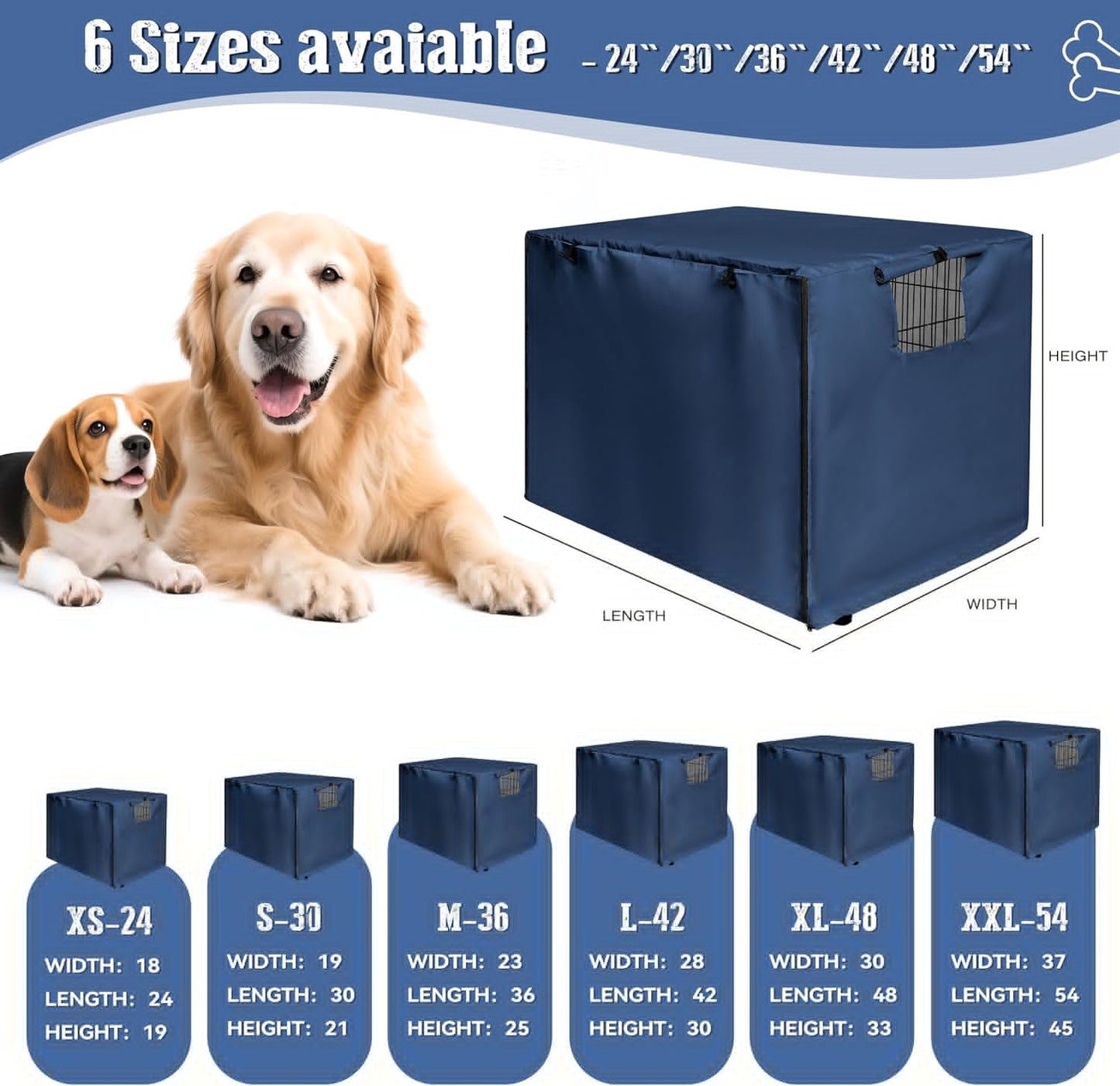 kefit Dog Crate Cover 48 inch, Kennel Cover for Dog Cage, Navy Blue