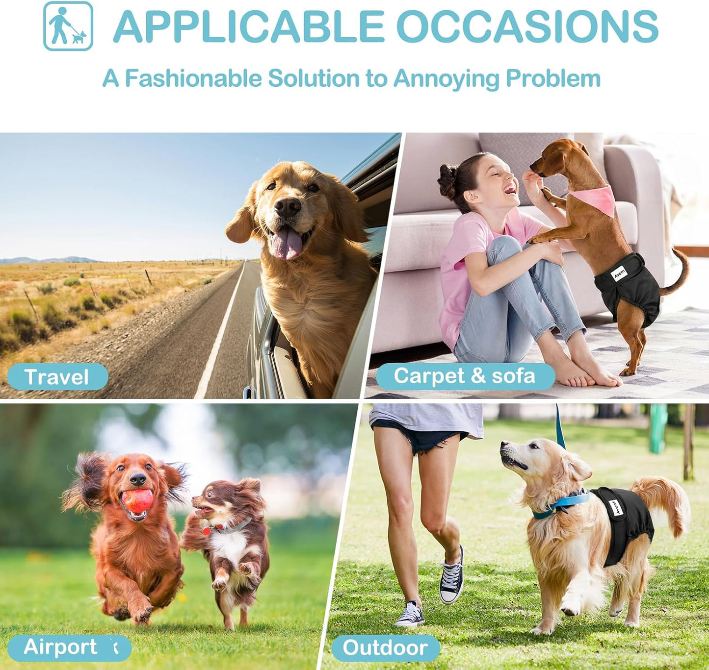 Avont 3 Pack Washable Female Dog Diapers, Premium Reusable Highly Absorbent Doggie Period Panties Durable Dog Diaper Cover -XS 3 Black