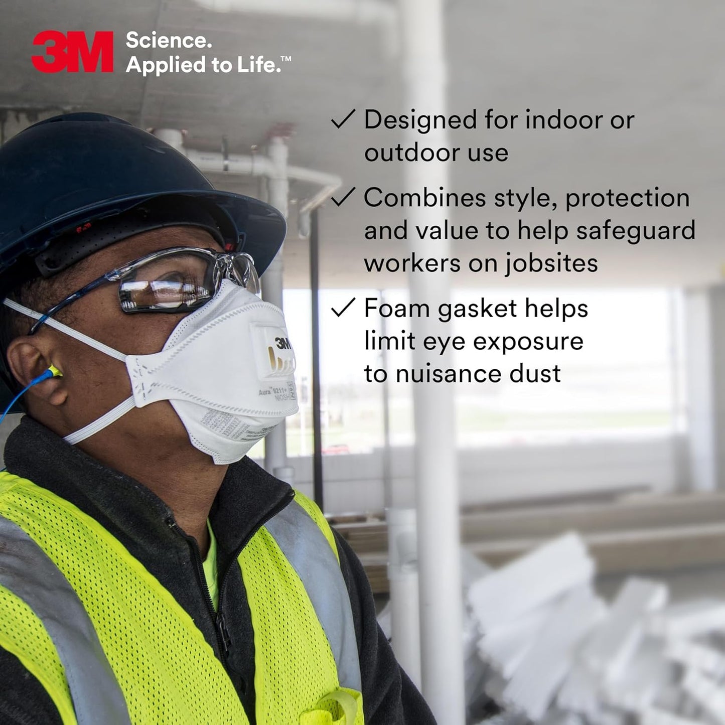 3M Safety Glasses, Virtua CCS and Virtua Sport CCS 2-Pack, Anti-Fog, Clear Lens, ANSI Z87, Corded Ear Plug Control System, Removable Foam Gasket