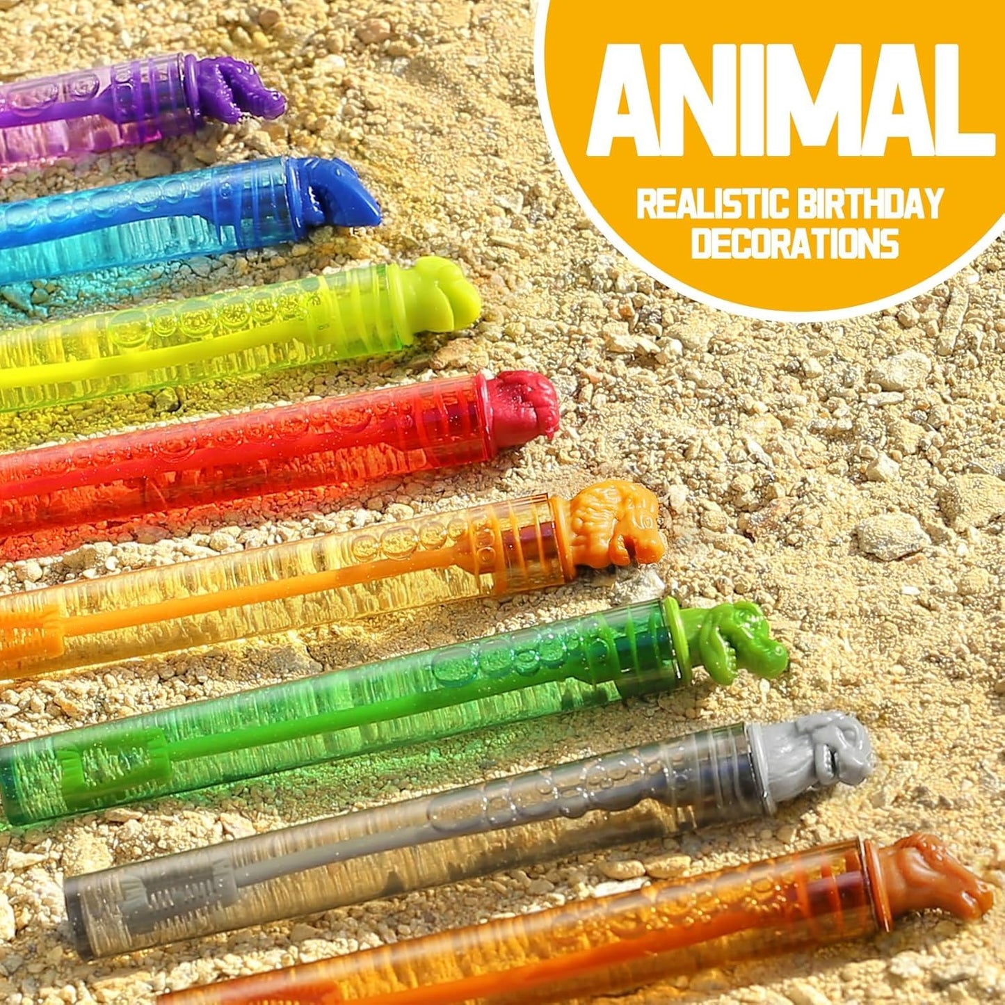 32 Pack Wild Animal Party Favors for Kids, Mini Bubble Wands Bulk Toys, Jungle Birthday Decoration, Safari Goodie Bag, Pinata Stuffer Supplies, Zoo Prizes Box Filler, Lion/Dog Return Gifts for Toddler